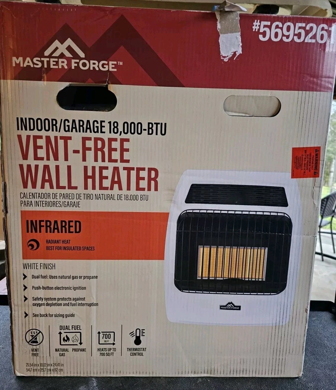 Master Forge 18000-BTU Natural Gas or Liquid Propane Vent-Free Infrared Heater
