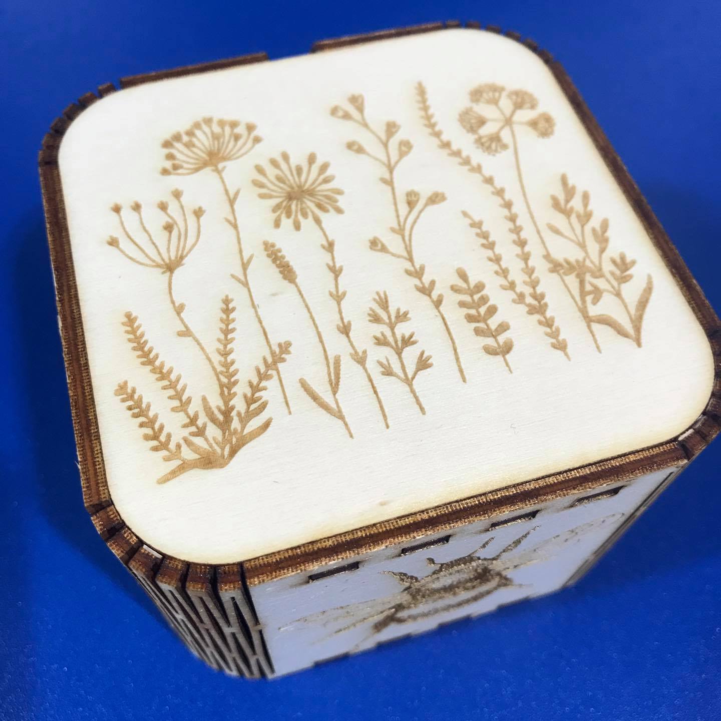 Laser cut small squared box with lid.