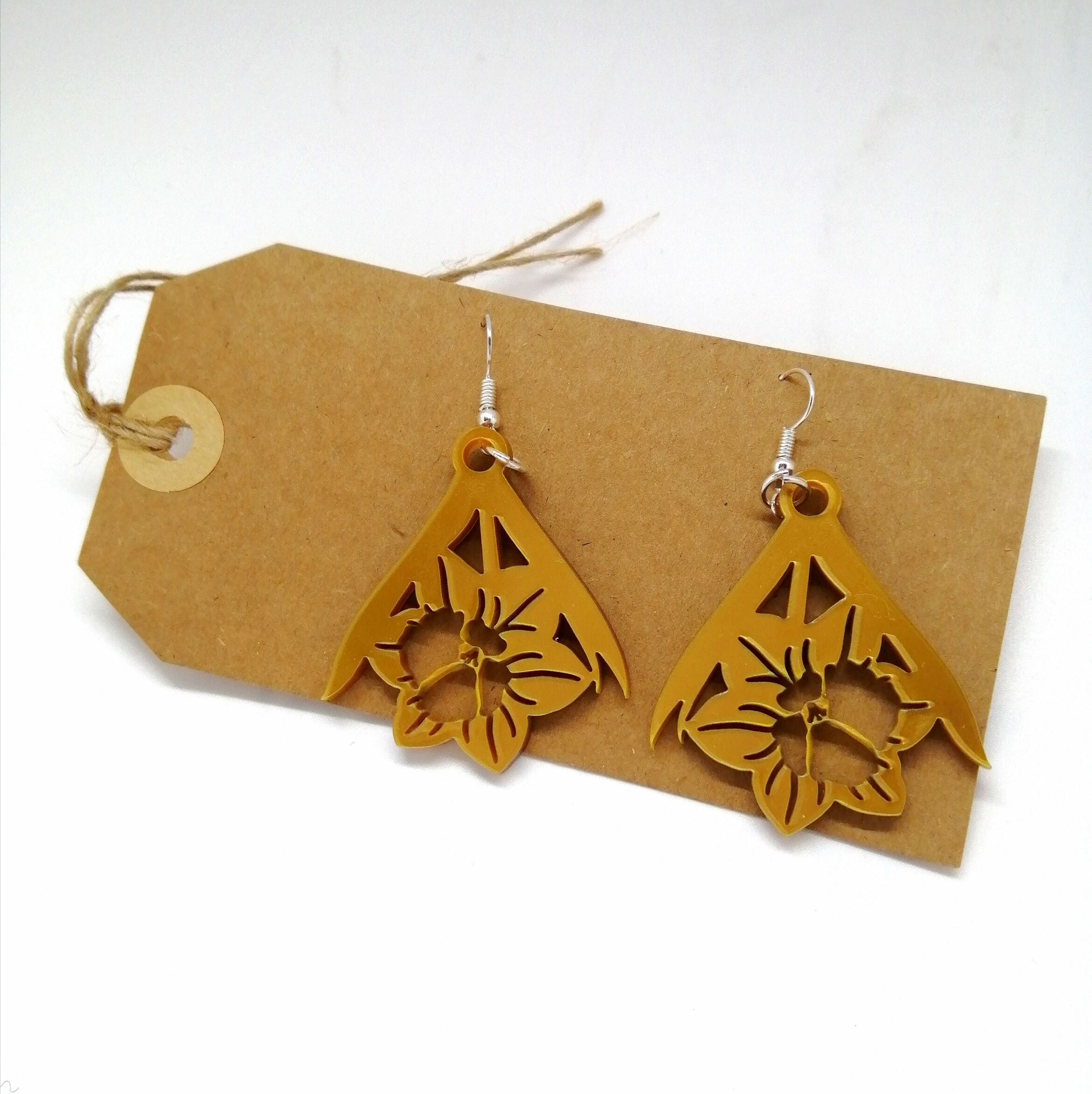 Laser Cut Daffodil Earrings