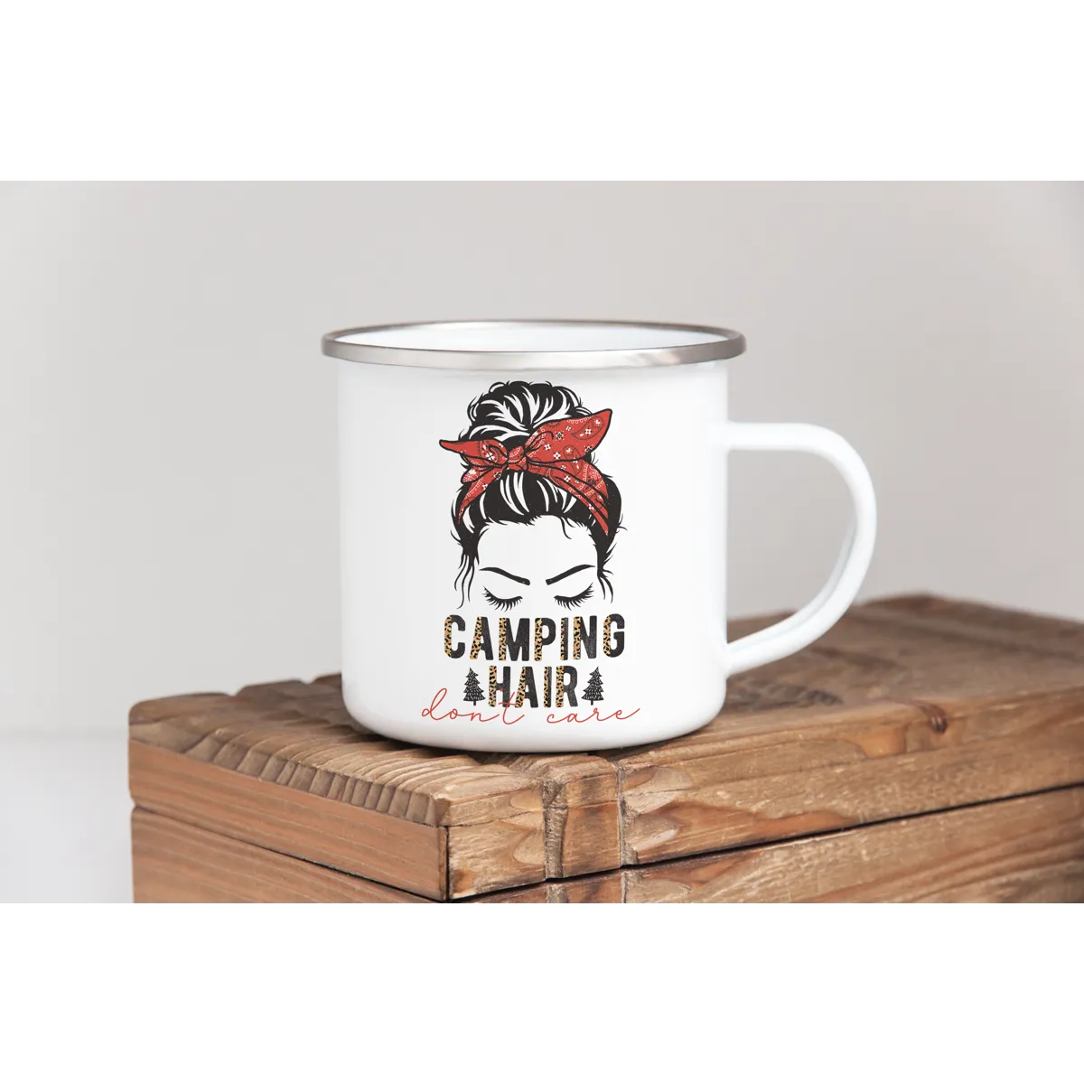 Camping Hair Don't Care - Enamel Mug