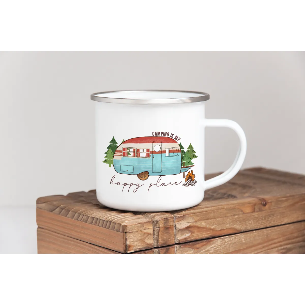 Camping Is My Happy Place - Enamel Mug