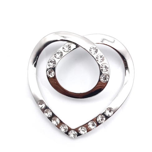 Diamante Heart Scarf Ring (Silver)