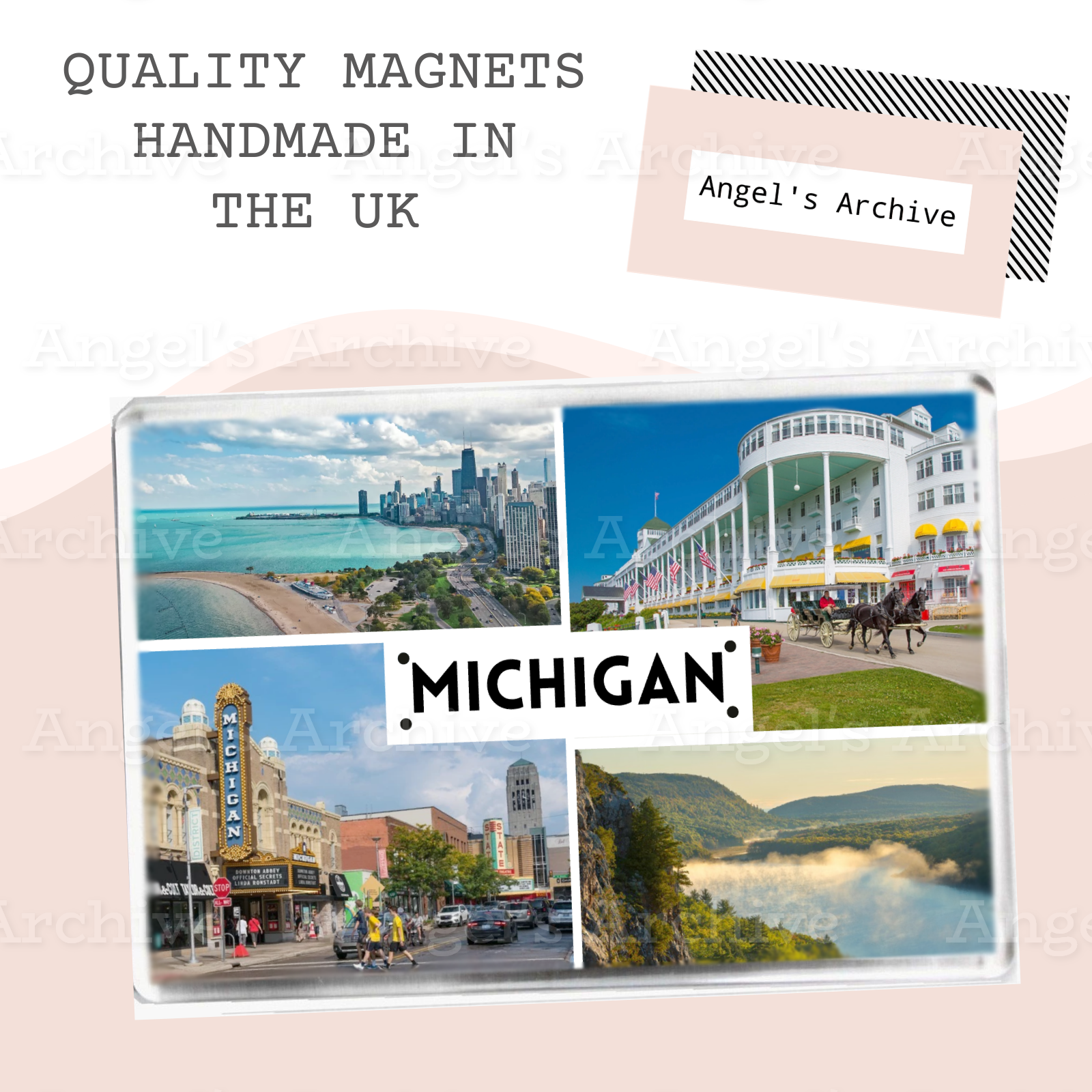 Michigan ✳ USA State ✳ Holiday Souvenir ✳ Fridge Magnet ✳ Gift
