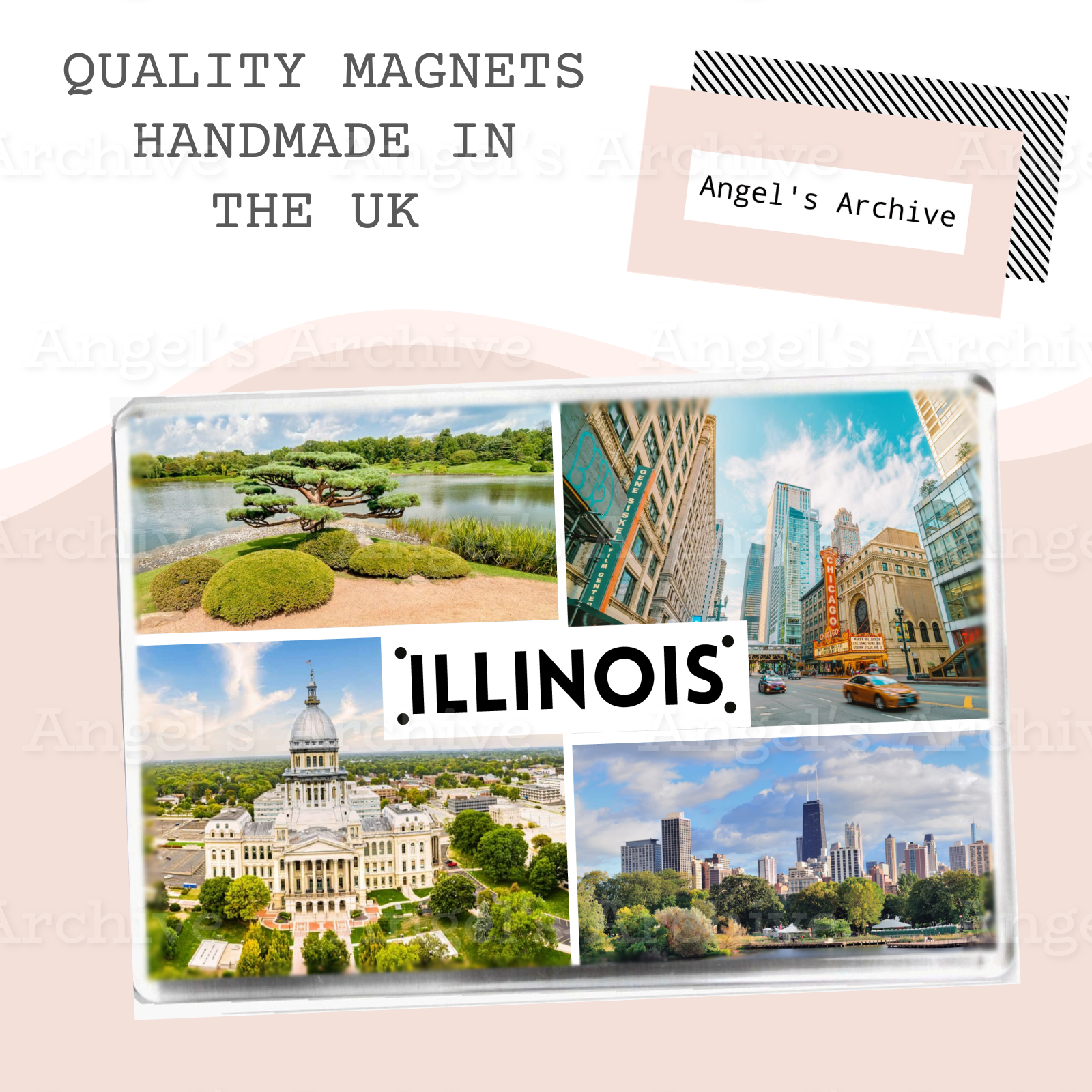 Illinois ✳ USA State ✳ Holiday Souvenir ✳ Fridge Magnet ✳ Gift