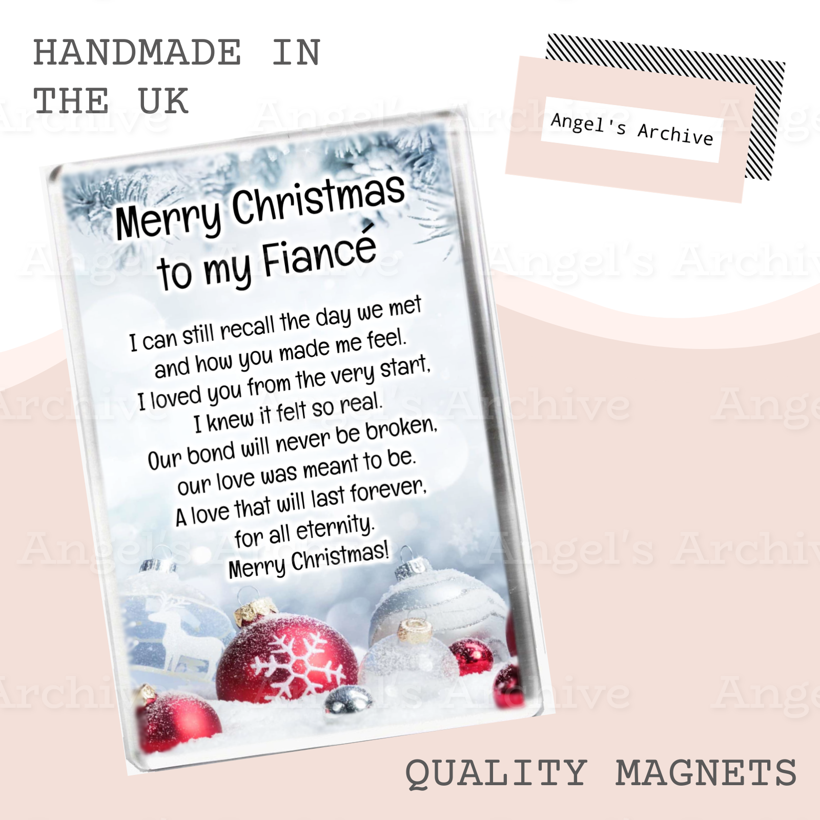 Merry Christmas to my Fiance ✳ Keepsake Poem ✳ Magnet ✳ Gift
