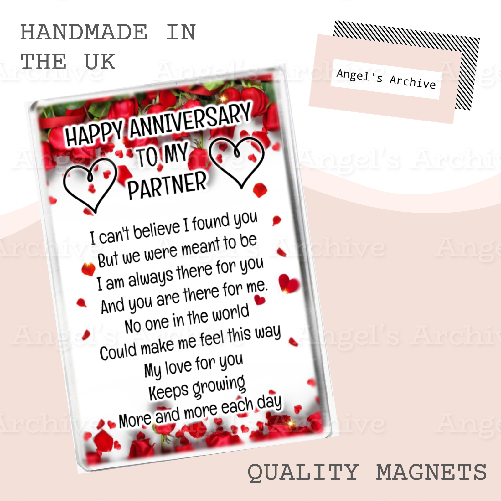 Happy Anniversary to my Partner ✳ Keepsake Poem ✳ Magnet ✳ Gift