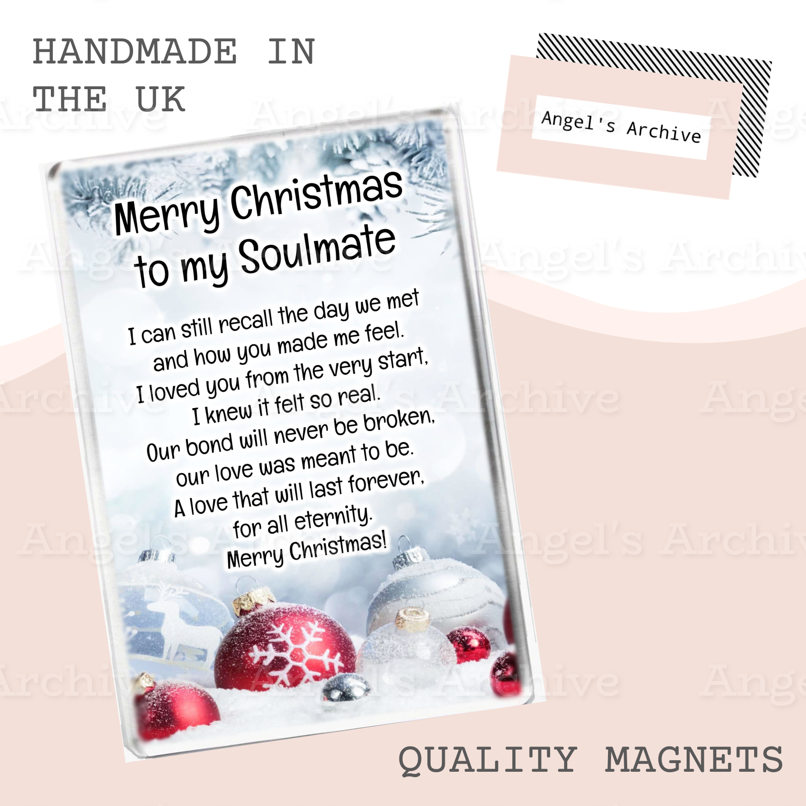 Merry Christmas to my Soulmate ✳ Keepsake Poem ✳ Magnet ✳ Gift