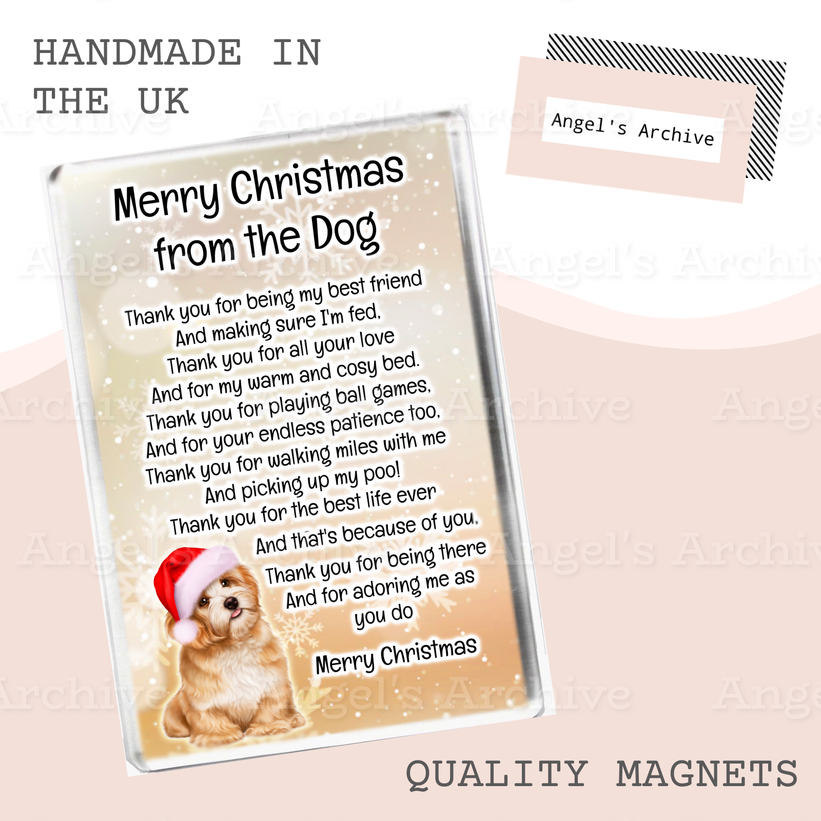Merry Christmas From the Dog ✳ Keepsake Poem ✳ Magnet ✳ Gift