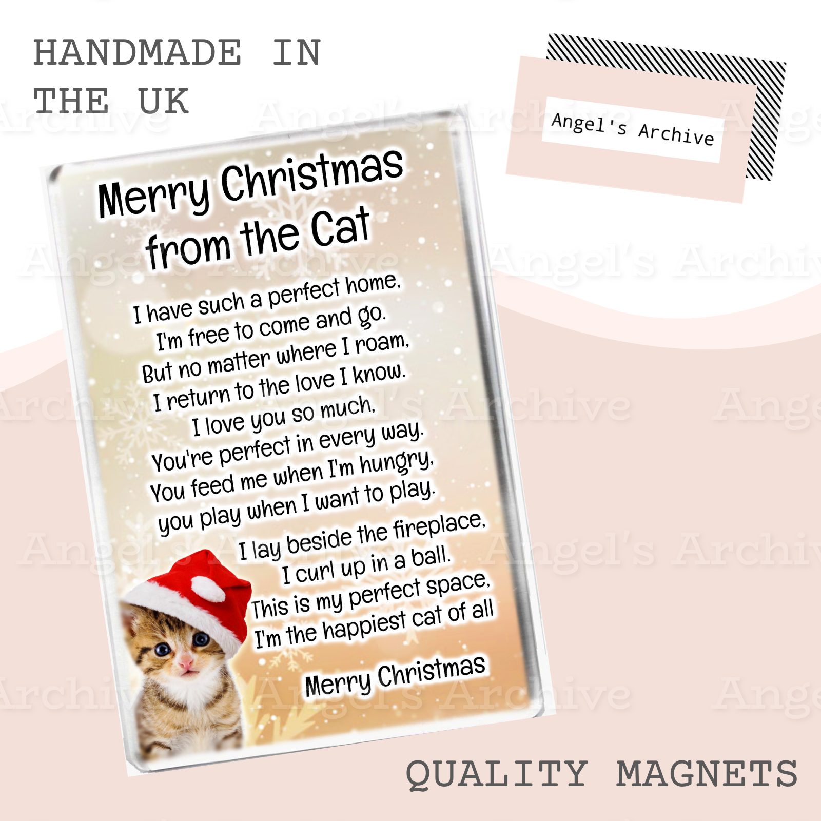 Merry Christmas From the Cat ✳ Keepsake Poem ✳ Magnet ✳ Gift