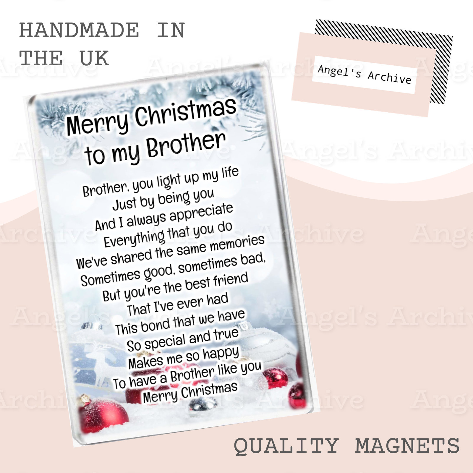 Merry Christmas Brother ✳ Keepsake Poem ✳ Magnet ✳ Gift