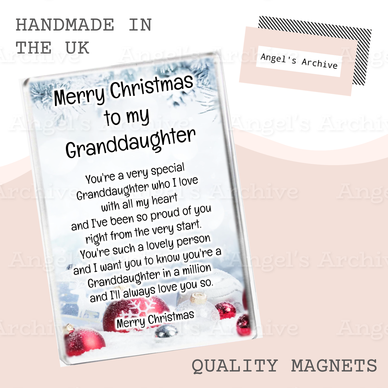 Merry Christmas to my Granddaughter ✳ Keepsake Poem ✳ Magnet ✳ Gift
