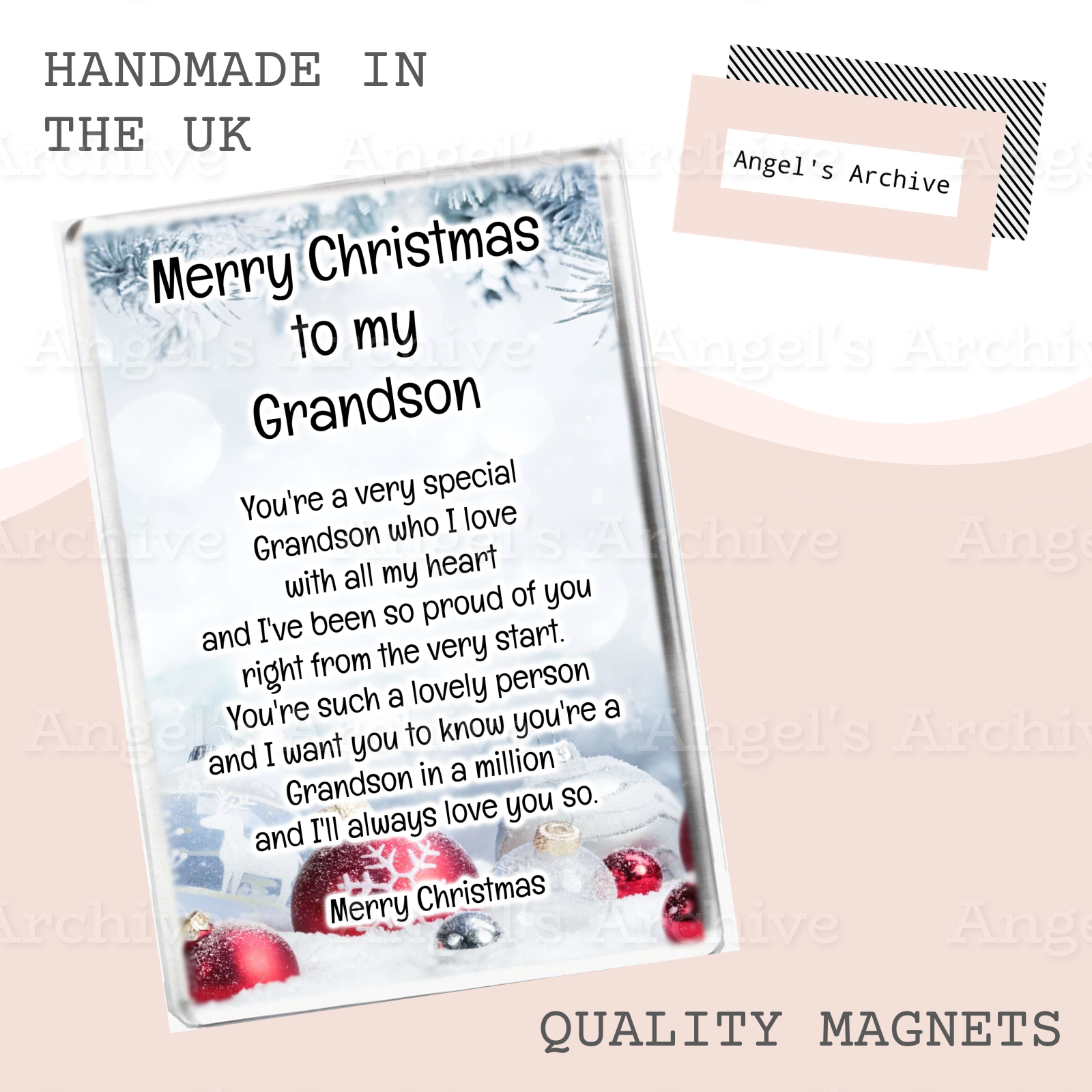 Merry Christmas Grandson ✳ Keepsake Poem ✳ Magnet ✳ Gift