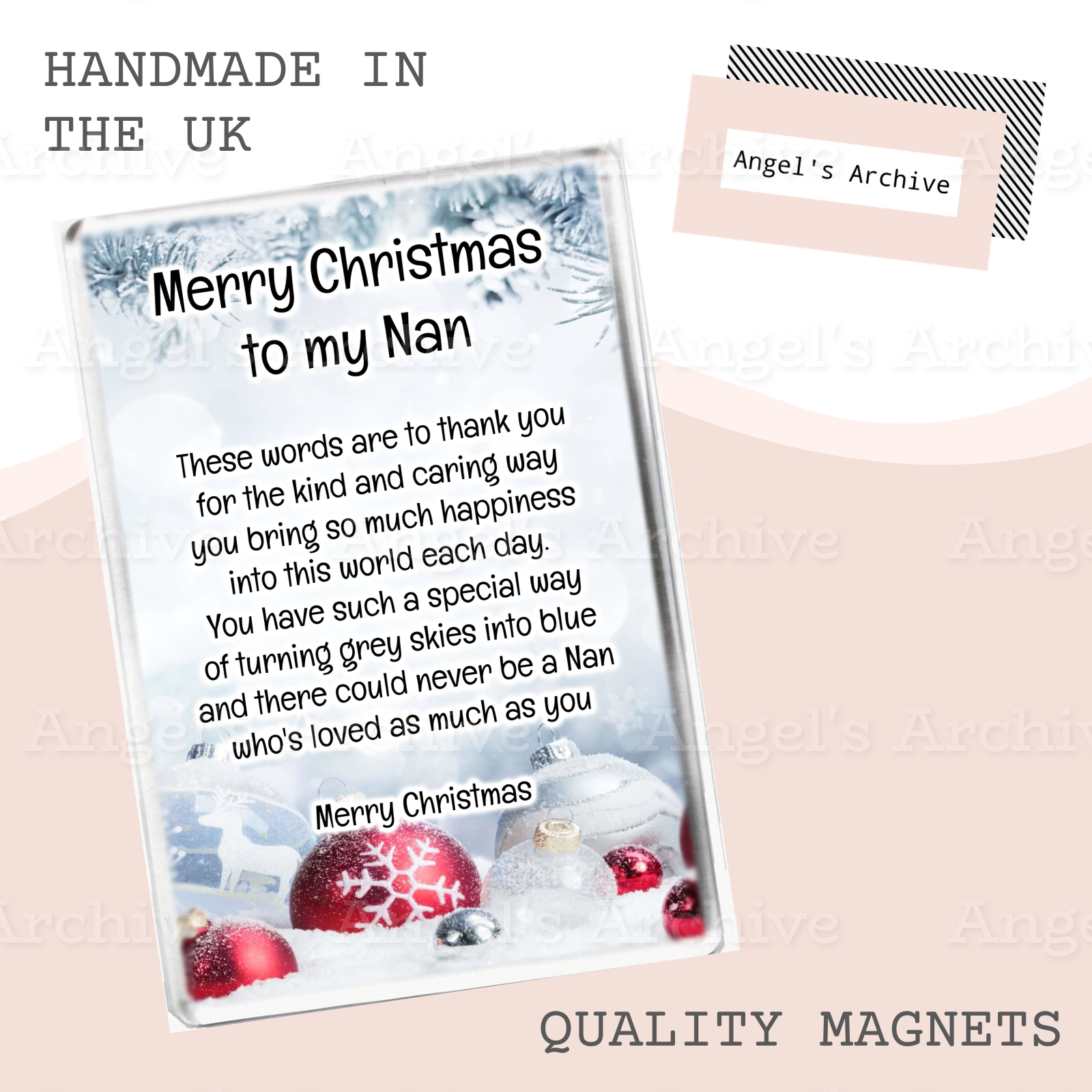Merry Christmas to my Nan ✳ Keepsake Poem ✳ Magnet ✳ Gift