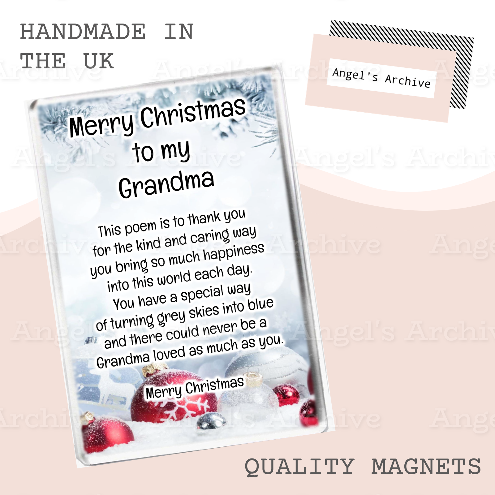 Merry Christmas to my Grandma ✳ Keepsake Poem ✳ Magnet ✳ Gift