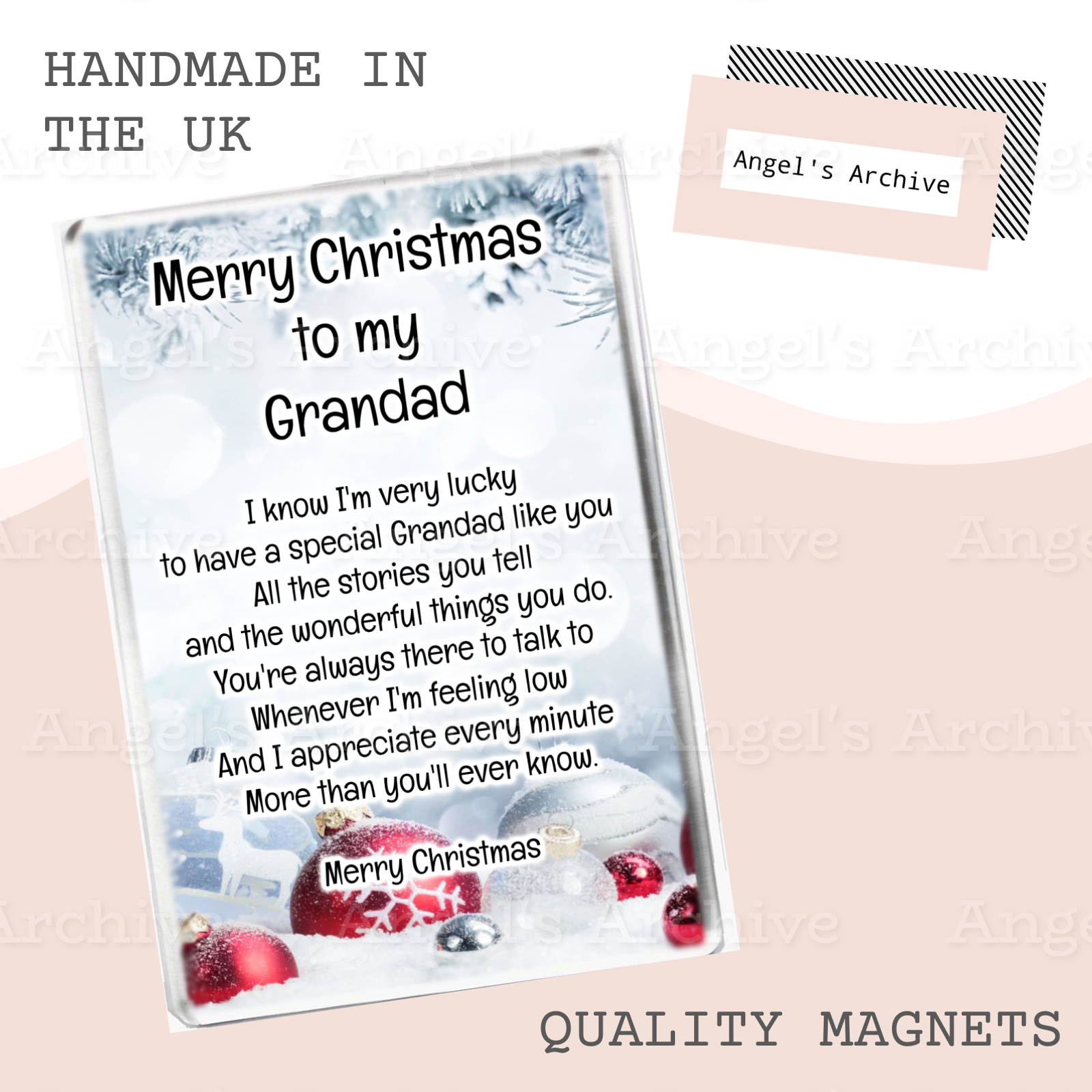 Merry Christmas to my Grandad ✳ Keepsake Poem ✳ Magnet ✳ Gift