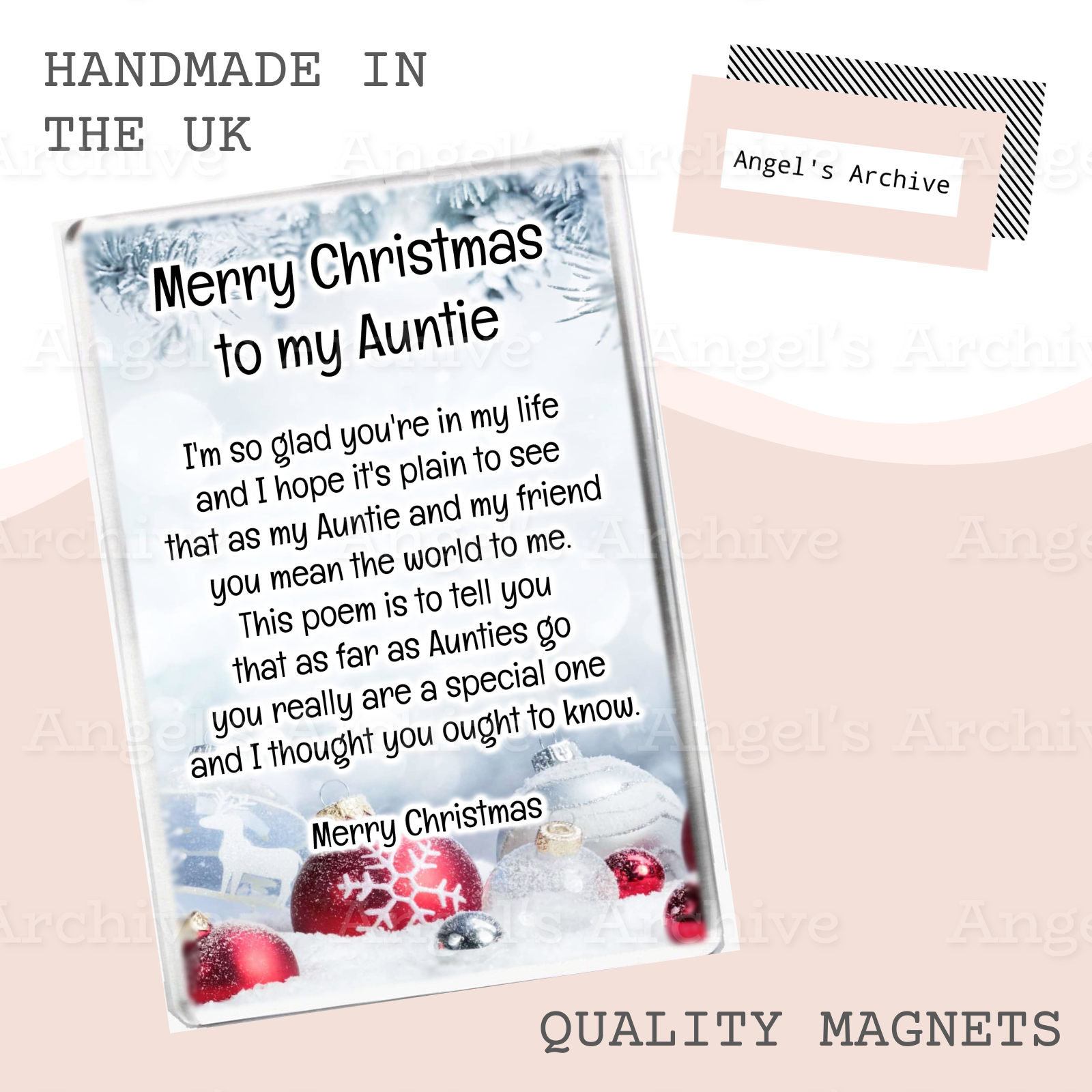 Merry Christmas to my Auntie ✳ Keepsake Poem ✳ Magnet ✳ Gift