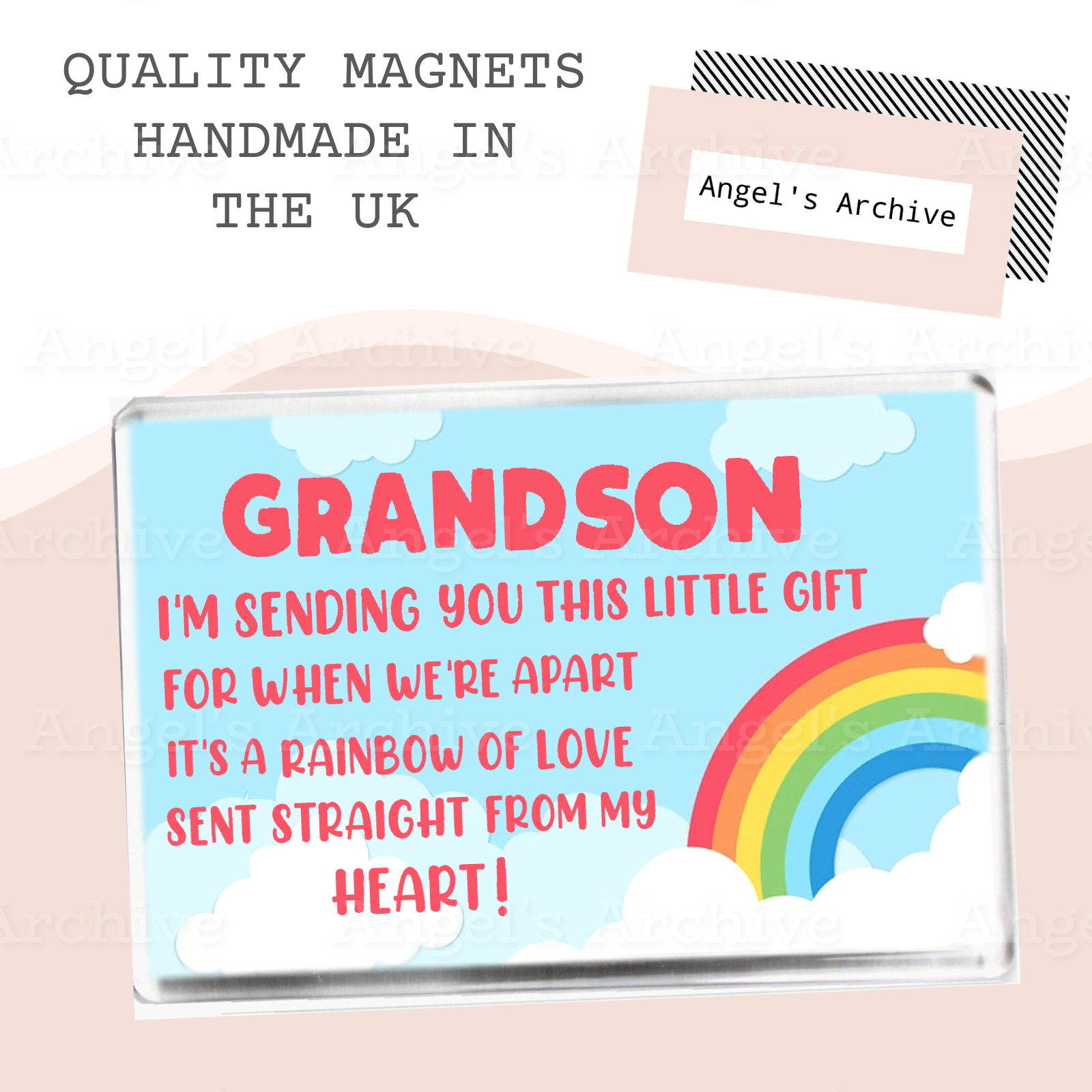 Grandson ✳ Thinking of You Rainbow ✳ Keepsake Poem ✳ Magnet ✳ Gift