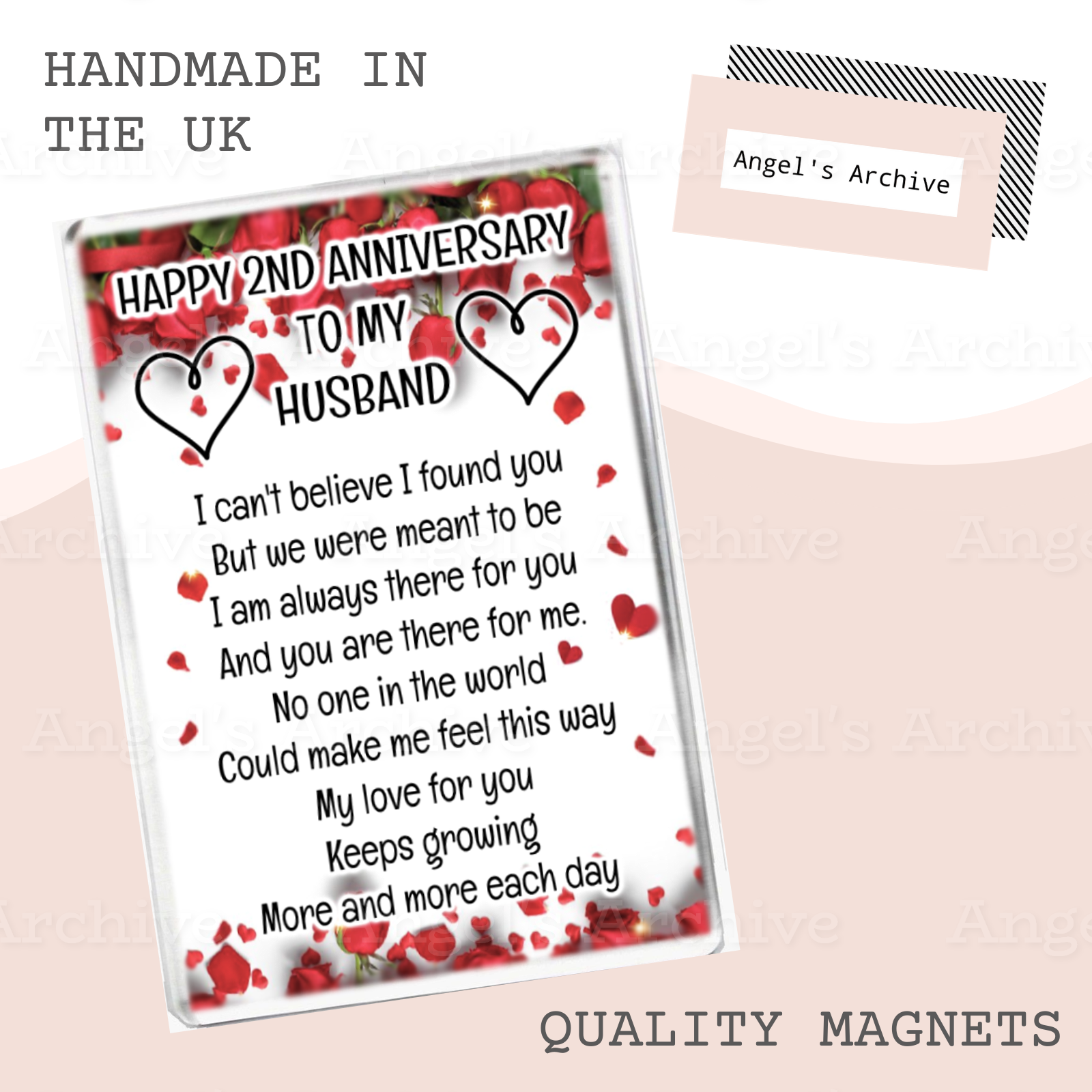 Happy 2nd Anniversary to my Husband ✳ Keepsake Poem ✳ Magnet ✳ Gift
