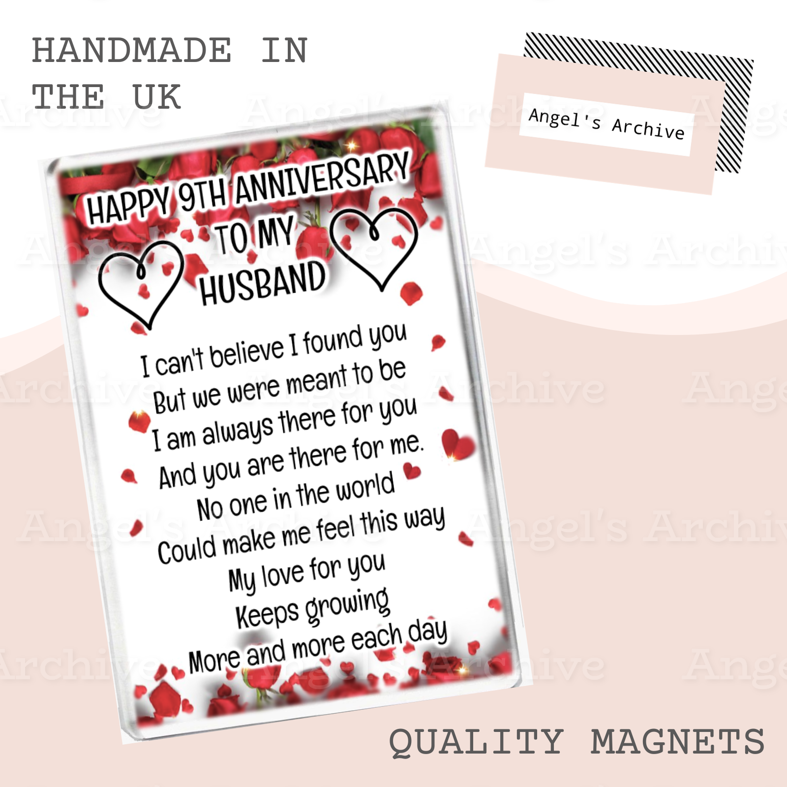 Happy 9th Anniversary to my Husband ✳ Keepsake Poem ✳ Magnet ✳ Gift
