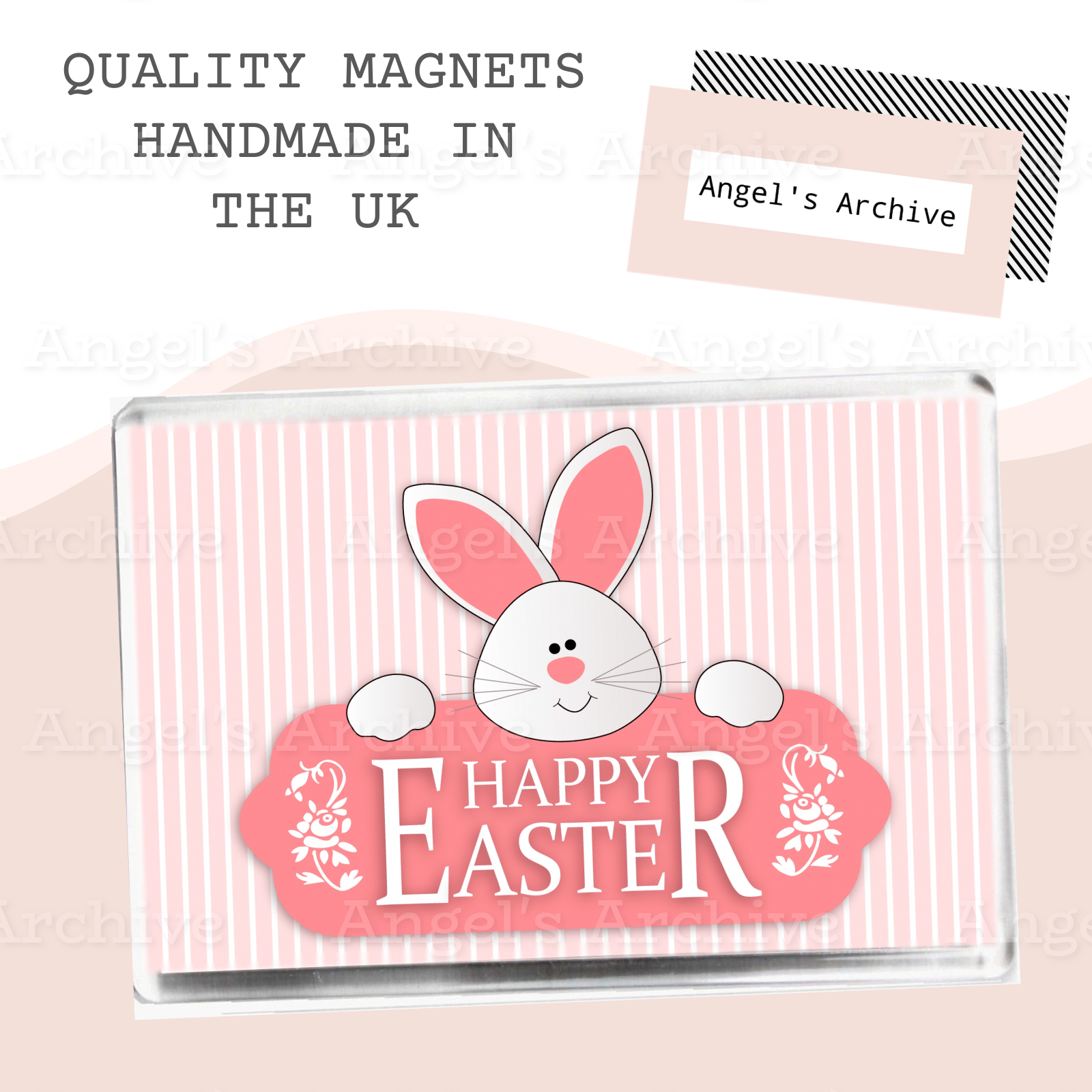 Happy Easter ✳ Cute Pink Bunny Theme ✳ Magnet ✳ Gift