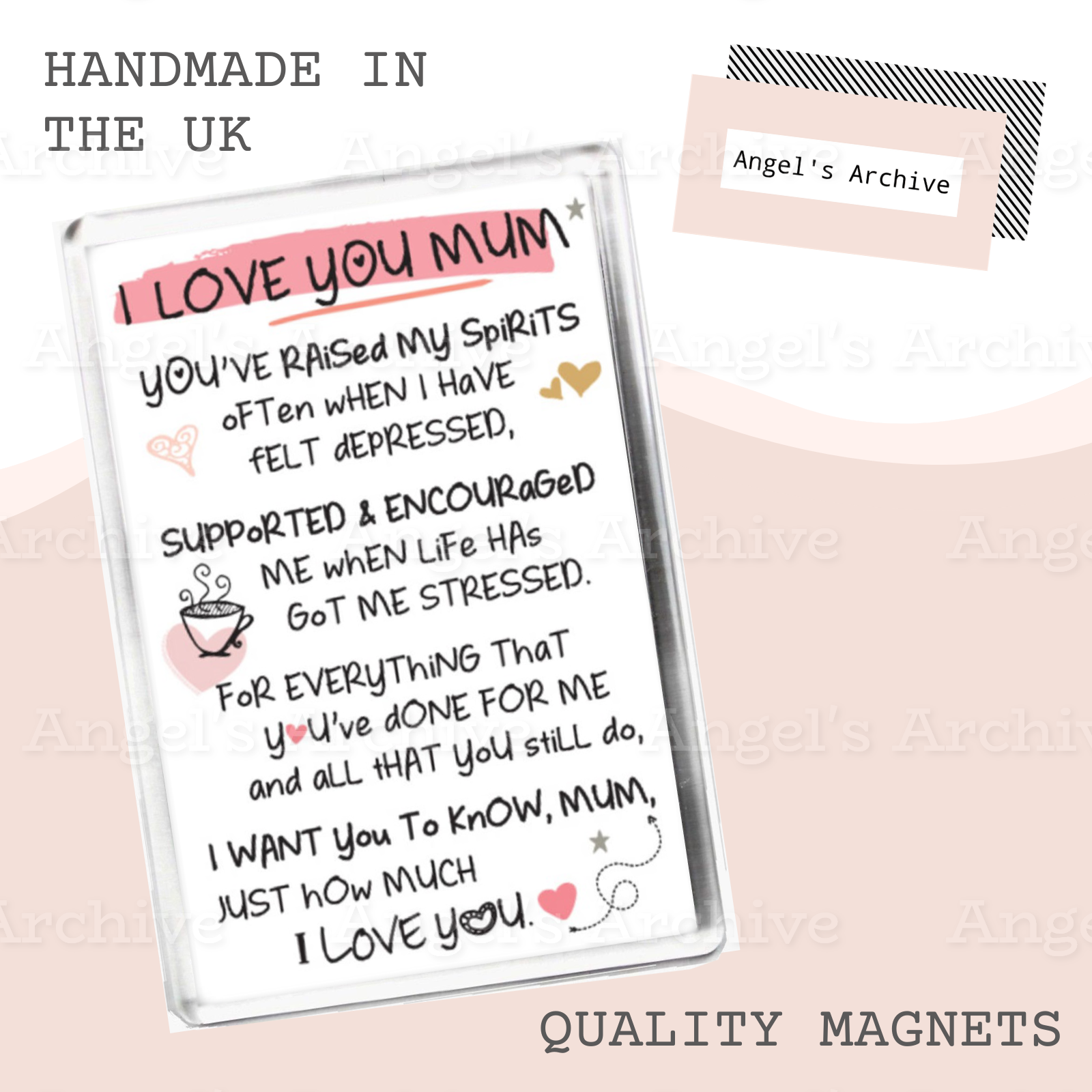 I Love You Mum ✳ Keepsake Poem ✳ Magnet ✳ Gift