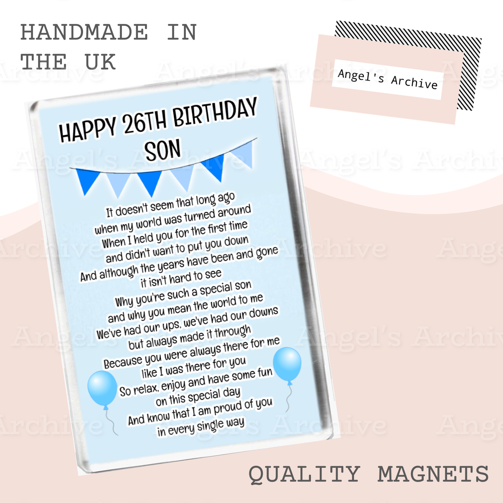 Happy 26th Birthday Son ✳ Keepsake Poem ✳ Magnet ✳ Gift