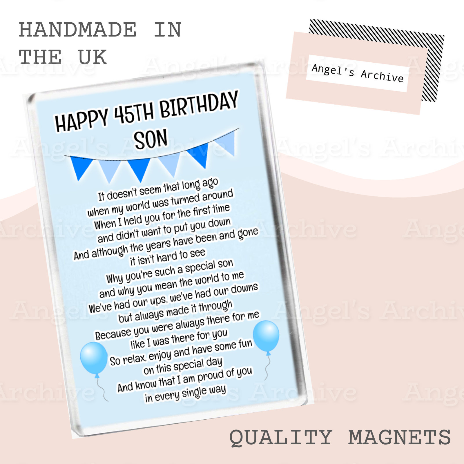 Happy 45th Birthday Son ✳ Keepsake Poem ✳ Magnet ✳ Gift