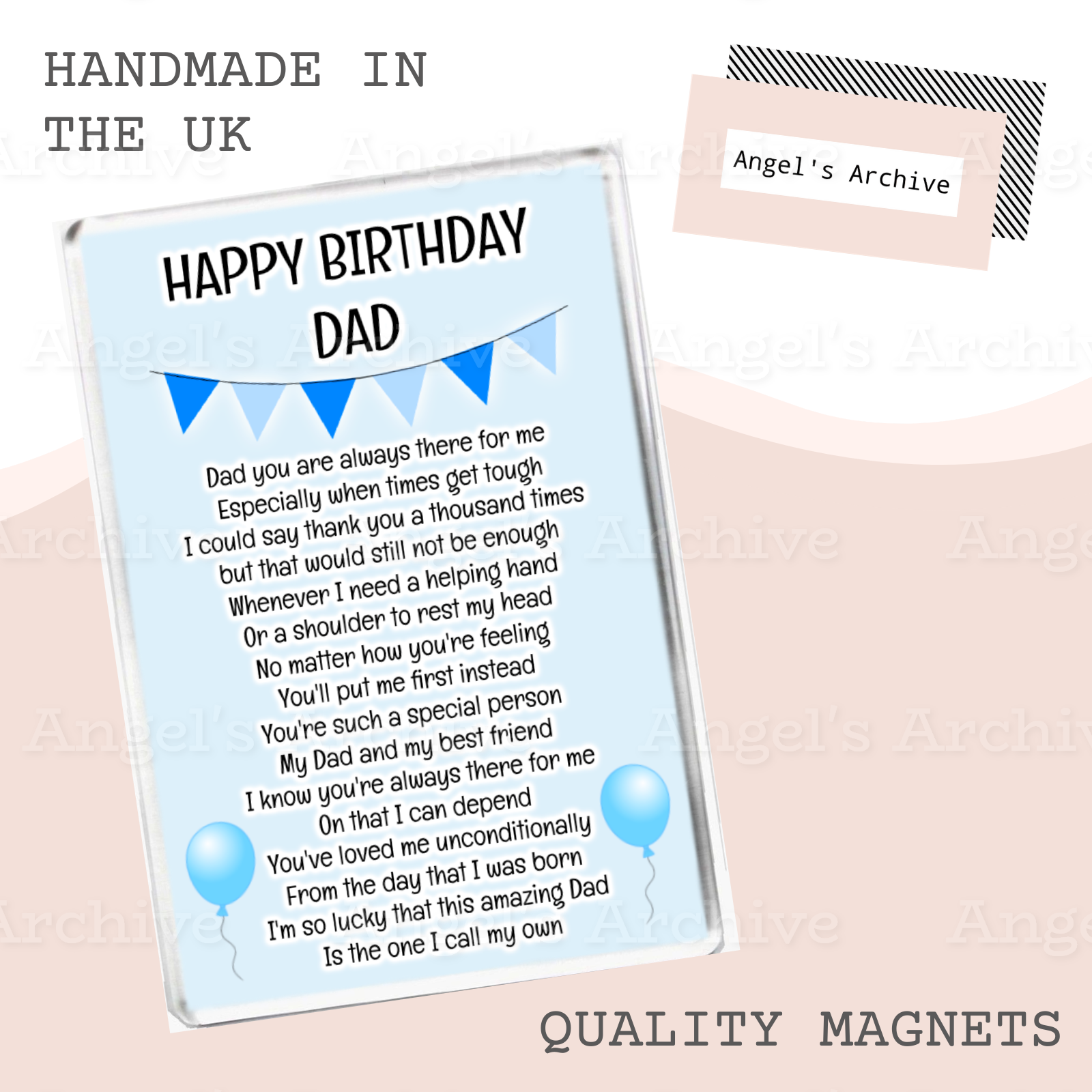 Happy Birthday Dad ✳ Keepsake Poem ✳ Magnet ✳ Gift