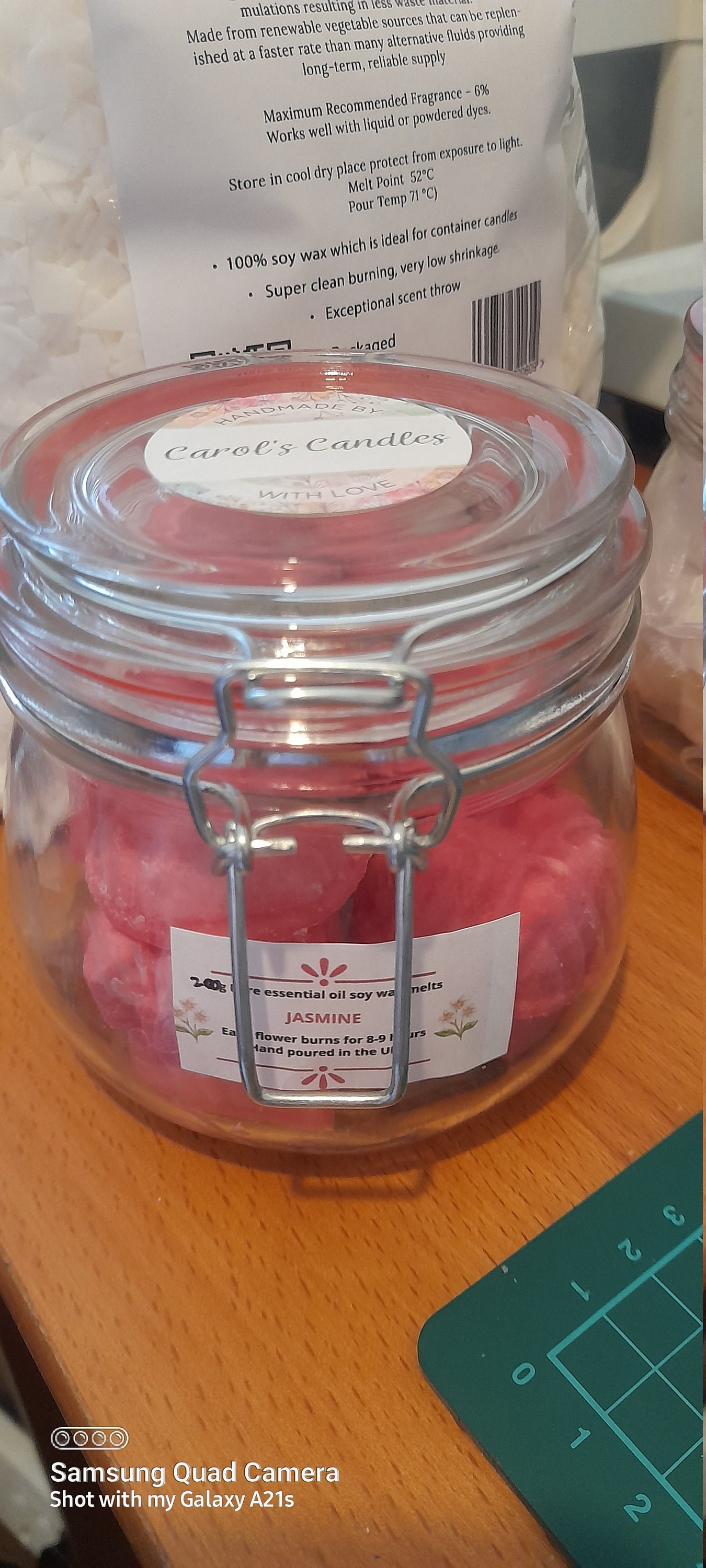 500ml Glass Jar with Clip Lid- soy wax melt jar - flower melts