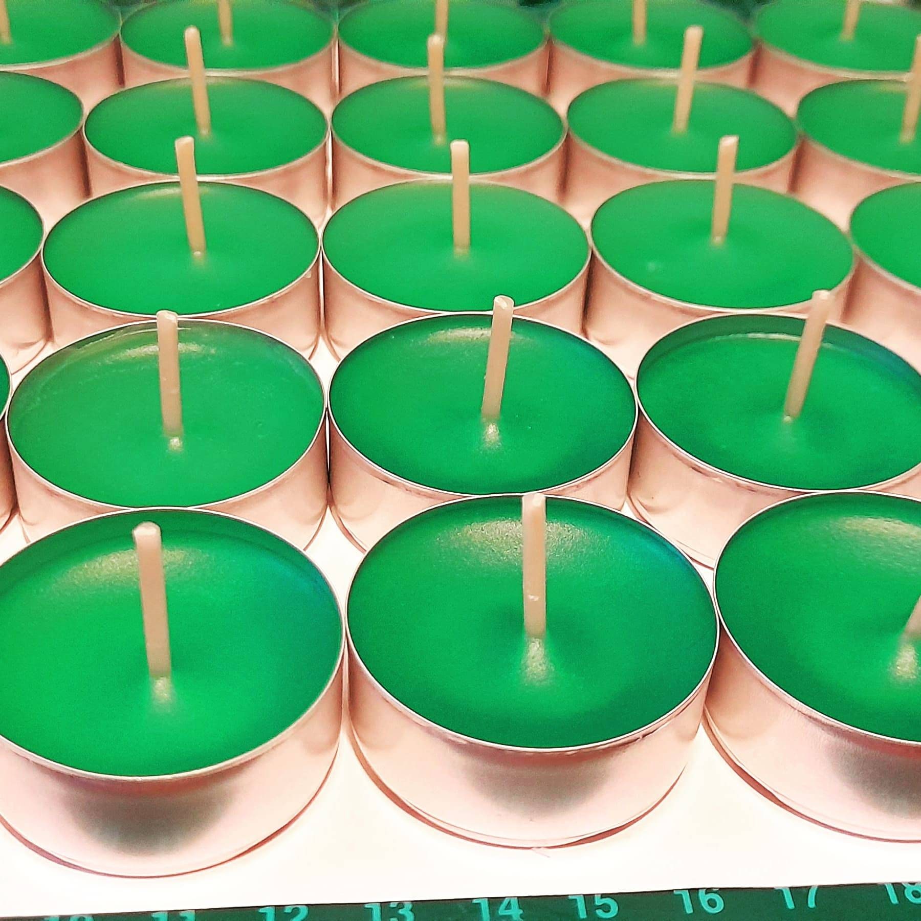 6-24 Solid Dark Green unscented tea lights UK - Homemade Carol's Candles