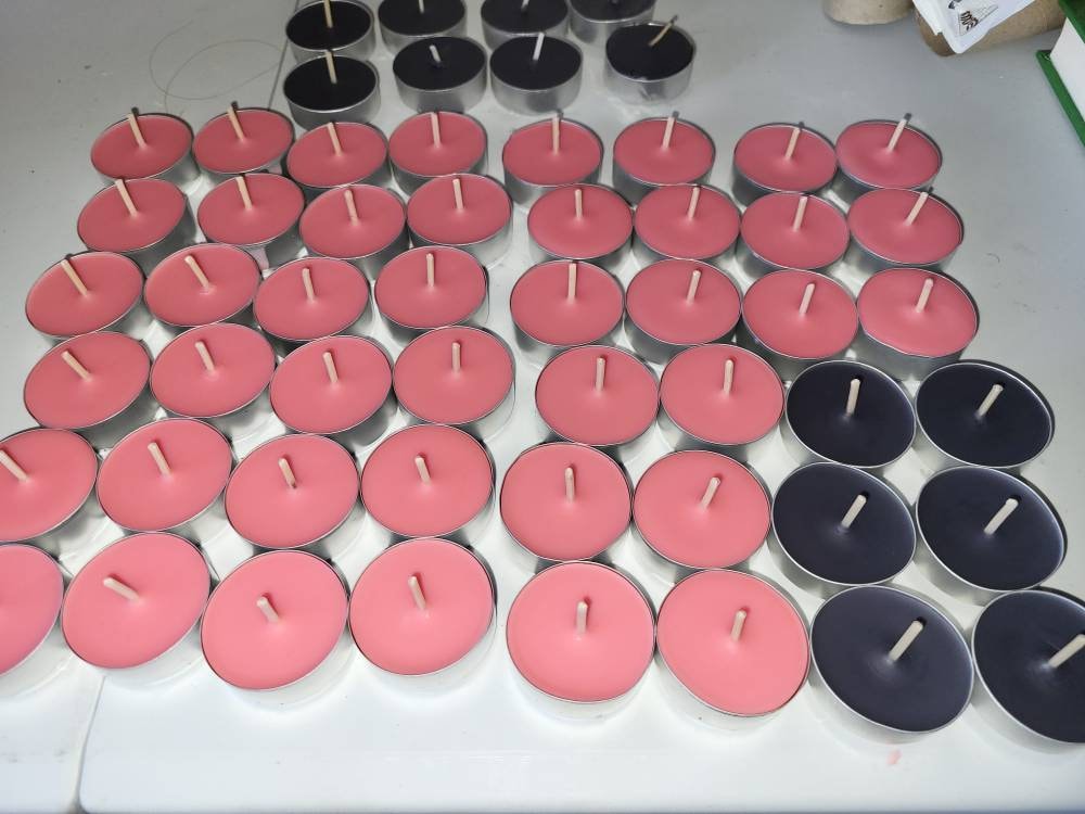 6-12 Pink unscented tea lights UK ready to ship- Homemade Carol's Candles