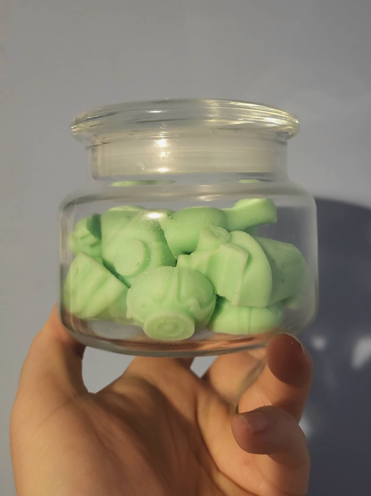 Homemade 14 Peppermint wax melts and a jar, sweet shapes by Carol's Candles and gifts