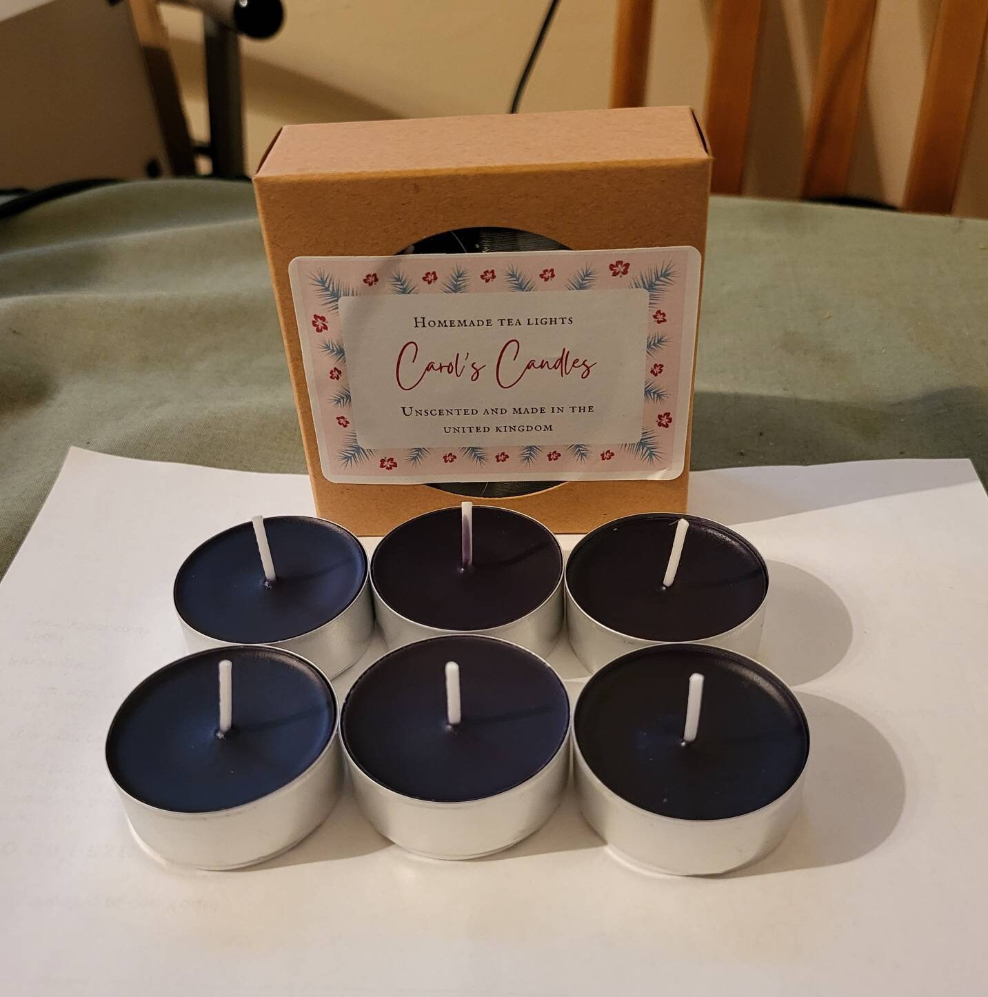 12 - 24 Black Unscented Soy tea lights - 5 hr