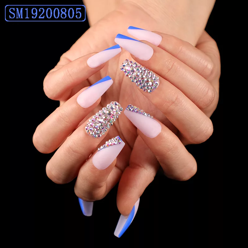 Rhinestone Coffin 3D Glue On Nails SM19200805