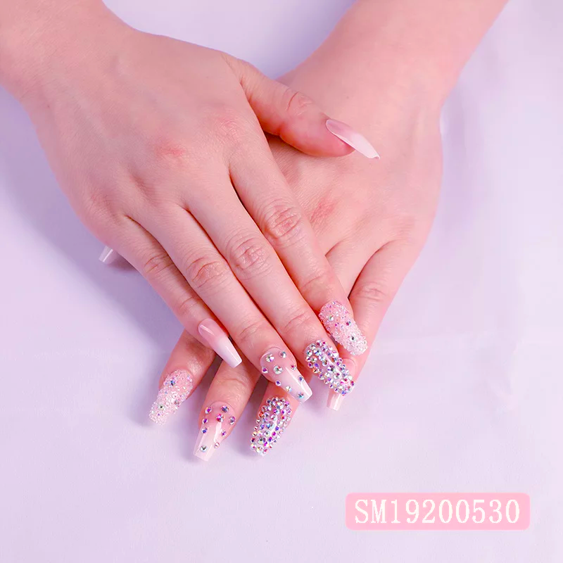 Rhinestone Coffin 3D Glue On Nails SM19200530
