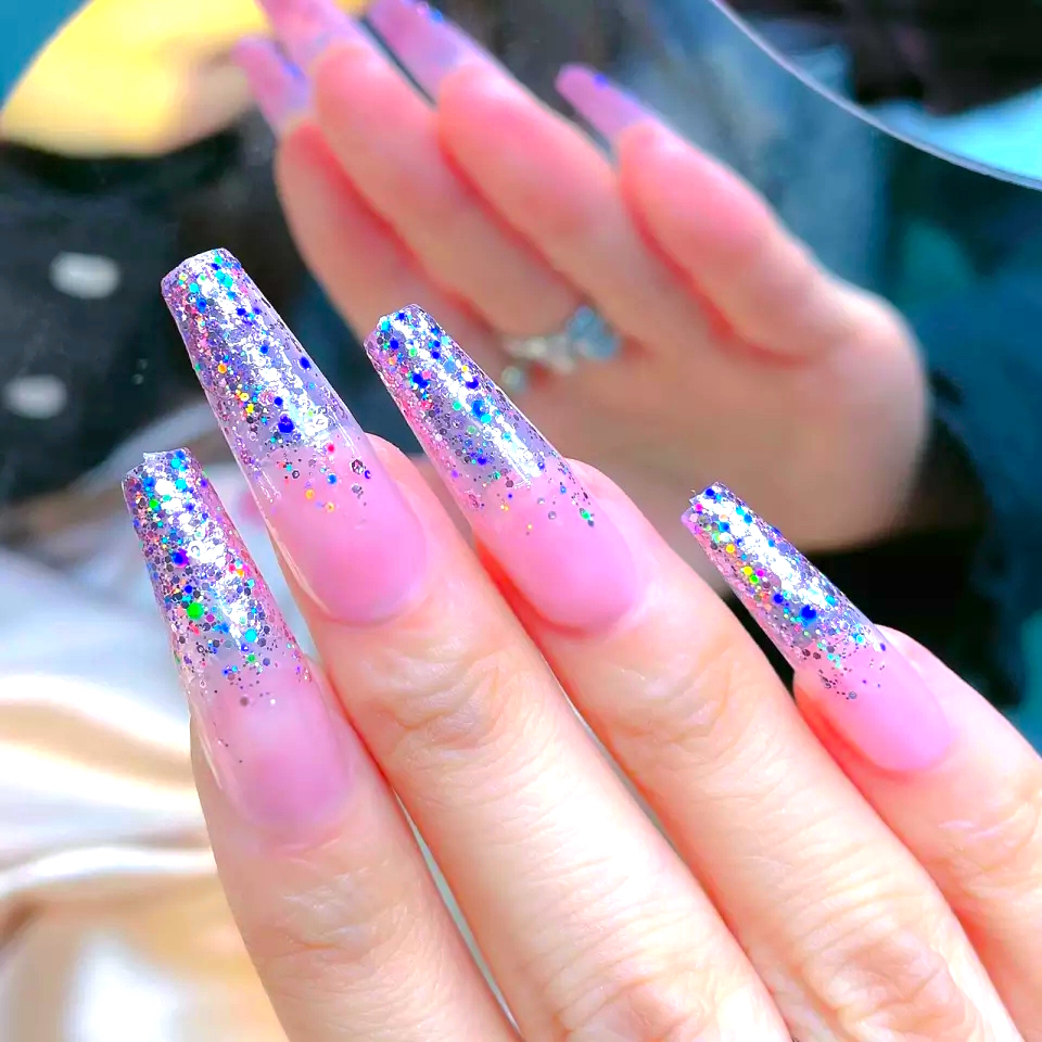 Glue On Nails All That Glitter Pink