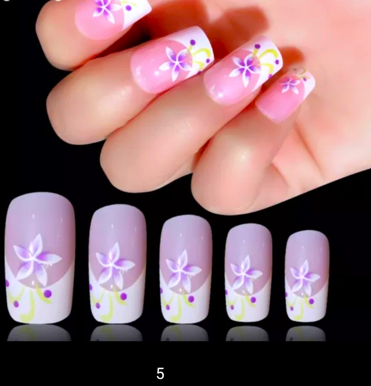 Finger Queen Flower Classic Press On Nails KP719