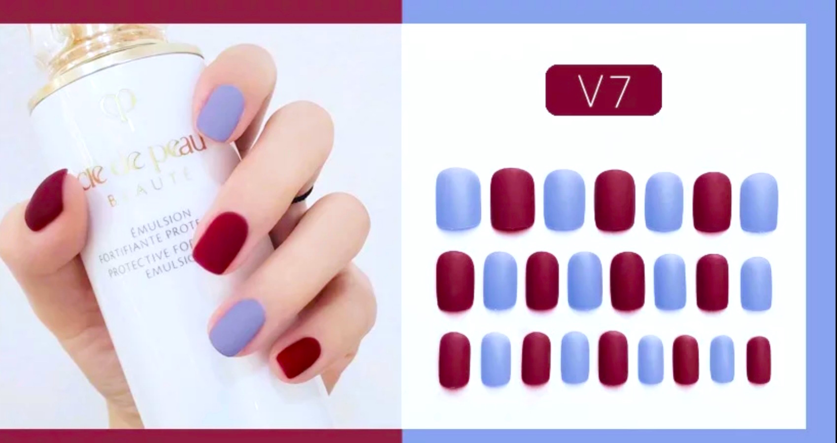 Short two colours V7 Short Press on nails