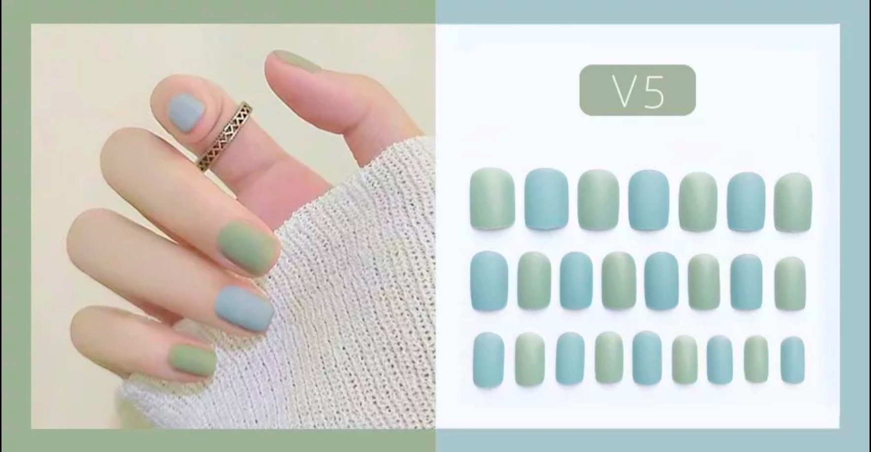 Short two colours V5 Short Press on nails
