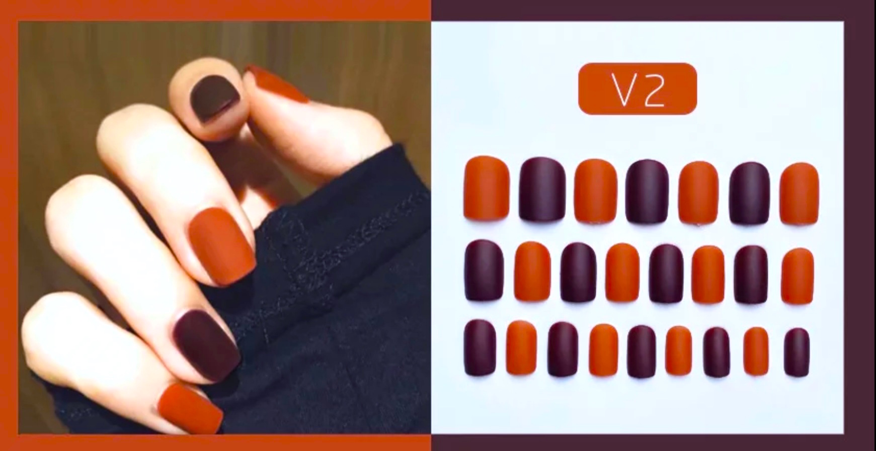 Short two colours V2 Short Press on nails