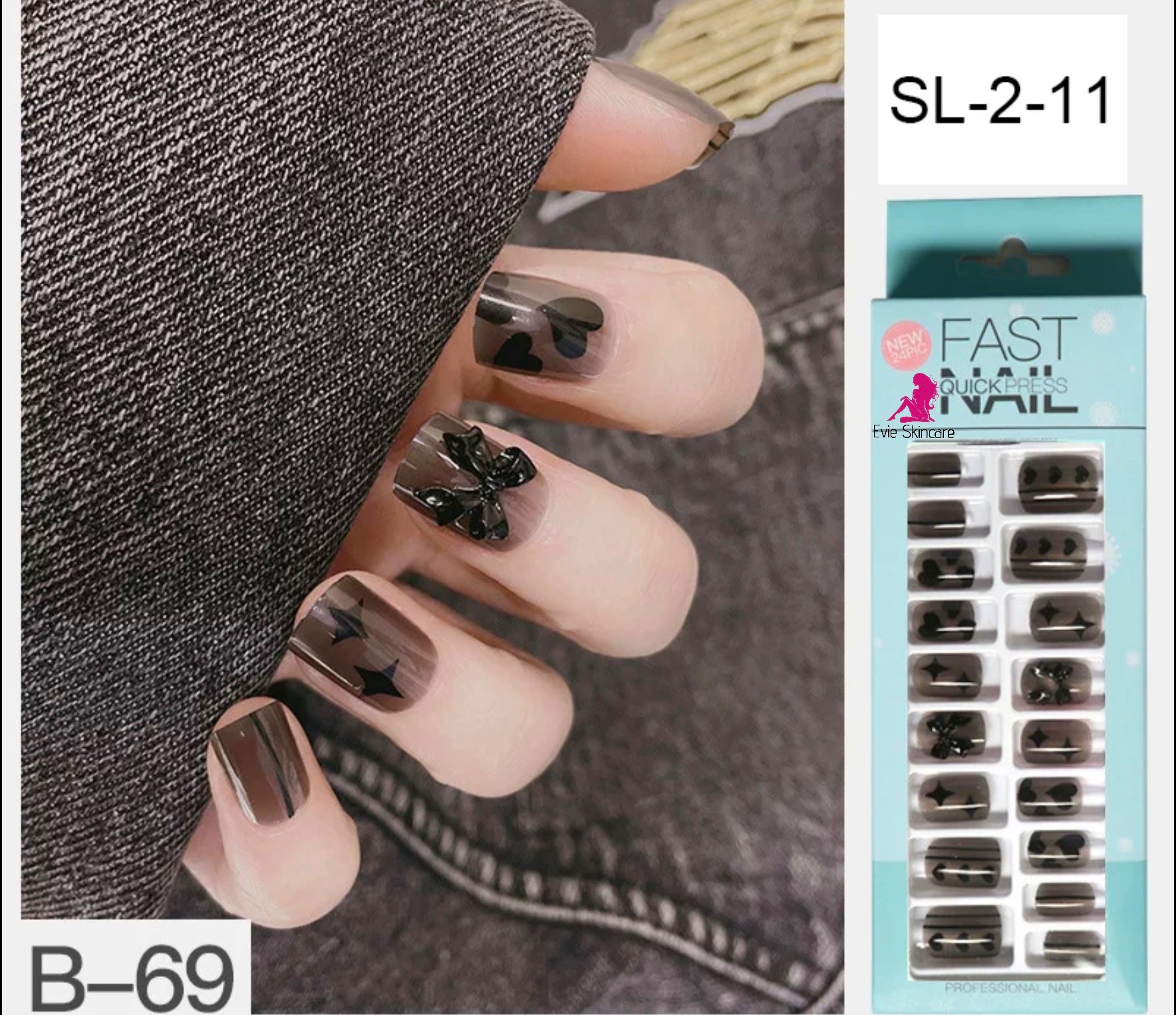 Fast Nails Glue On Nails 24pcs SL211