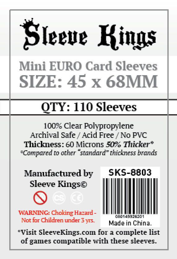Sleeve Kings Mini Euro Card Sleeves (45x68mm) 110 Pack, 60 Microns
