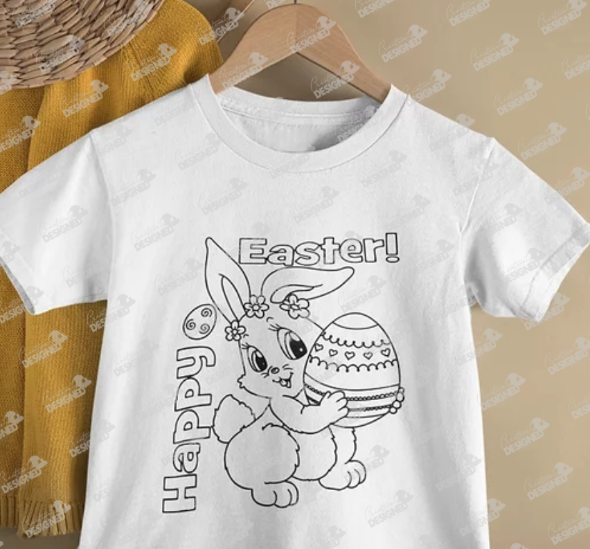 Easter Coloring Tee For Girls (Includes markers)