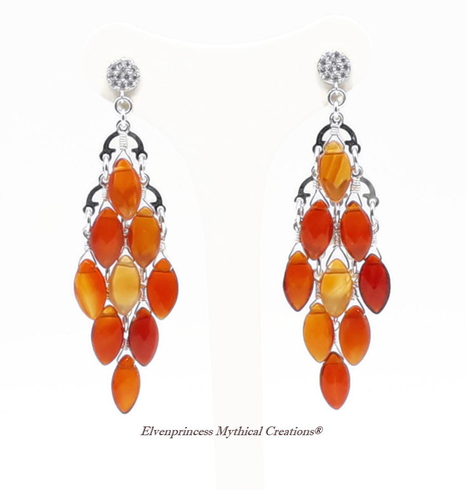 Burnt Agate Marquise Earrings