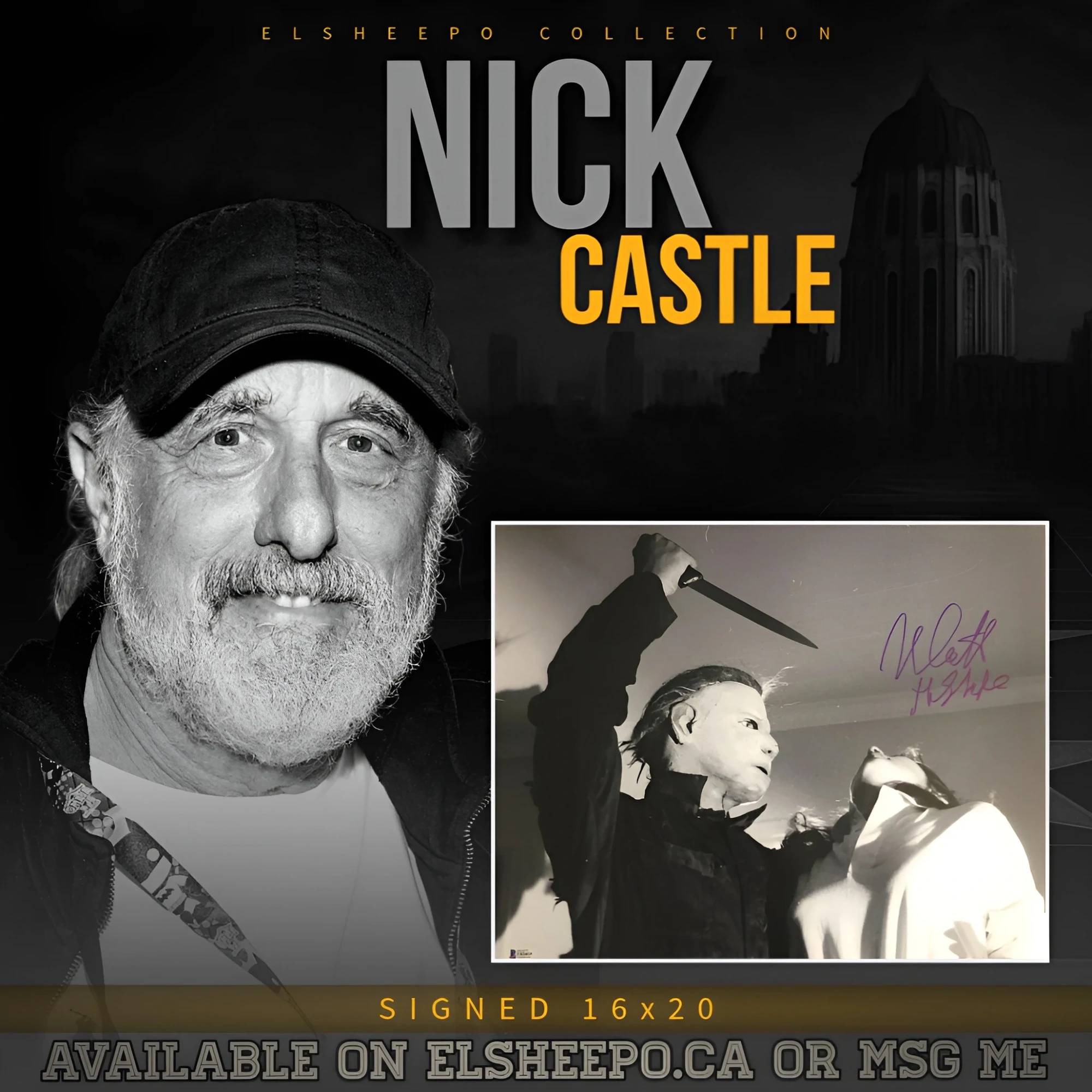 NICK CASTLE SIGNED HALLOWEEN MICHAEL MYERS 16x20 POSTER & BECKETT
