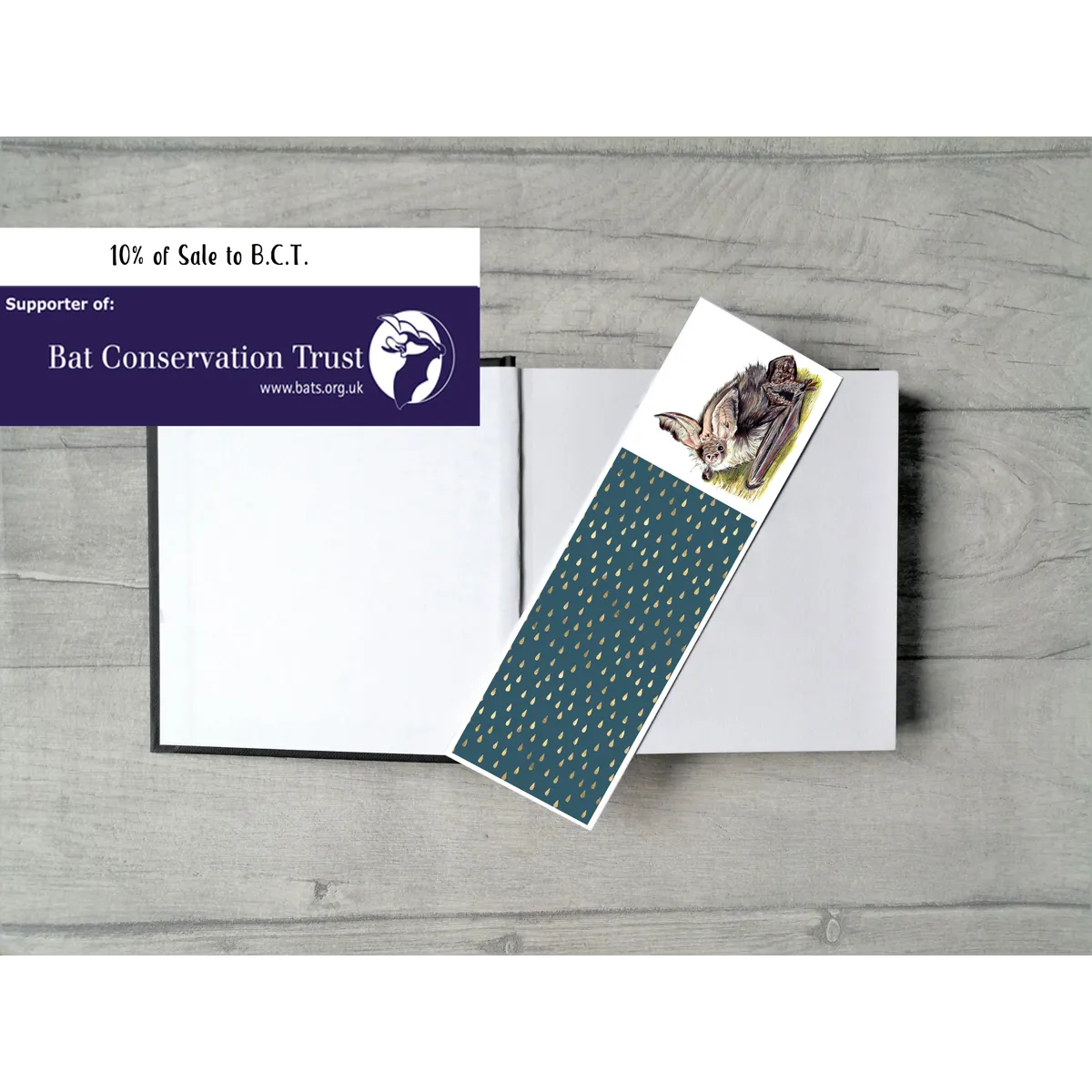 Bat Bookmark, Bat Lover Gift, Brown Long-Eared Bat Bookmark, Bat Gift, Bat Gift UK