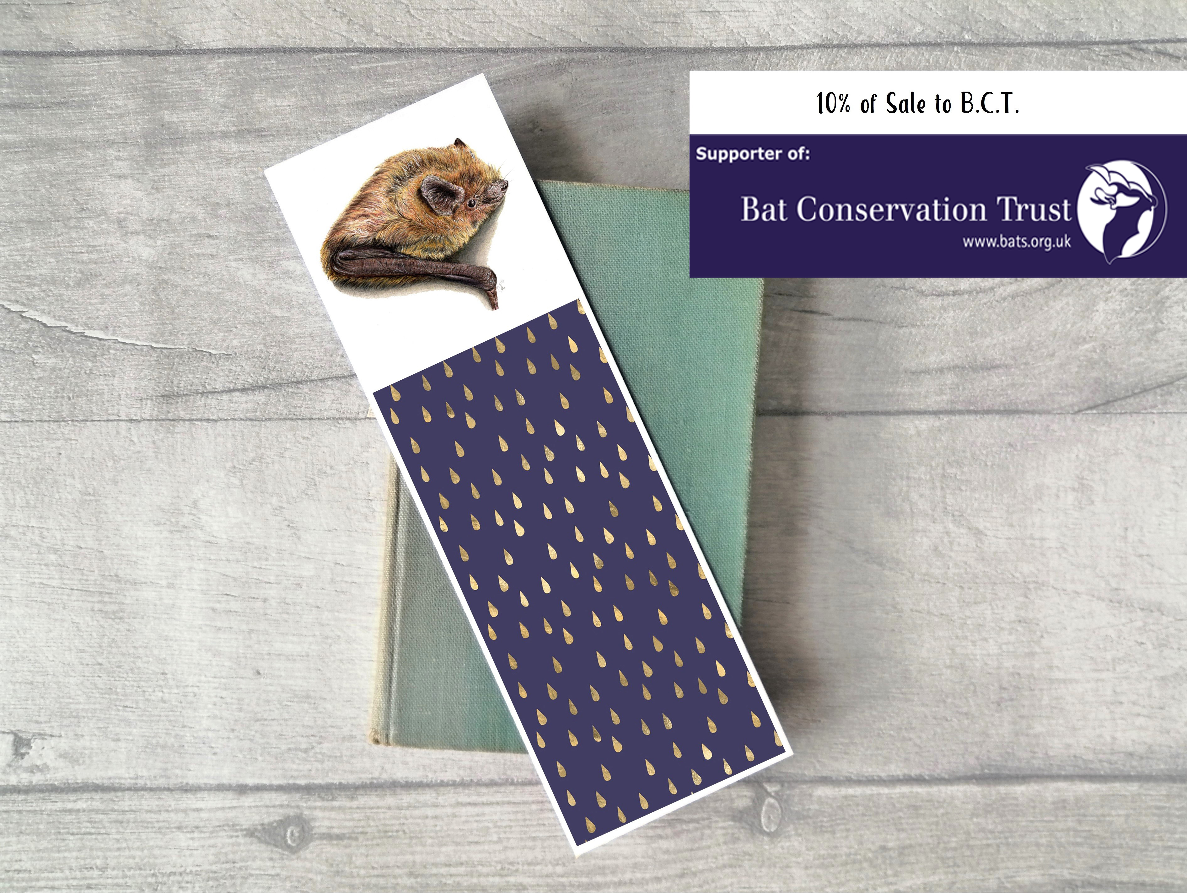 Bat Bookmark, Bat Lover Gift, Common Pipistrelle Bat Bookmark, Bat Gift UK, Bat Christmas Gift, Stoc