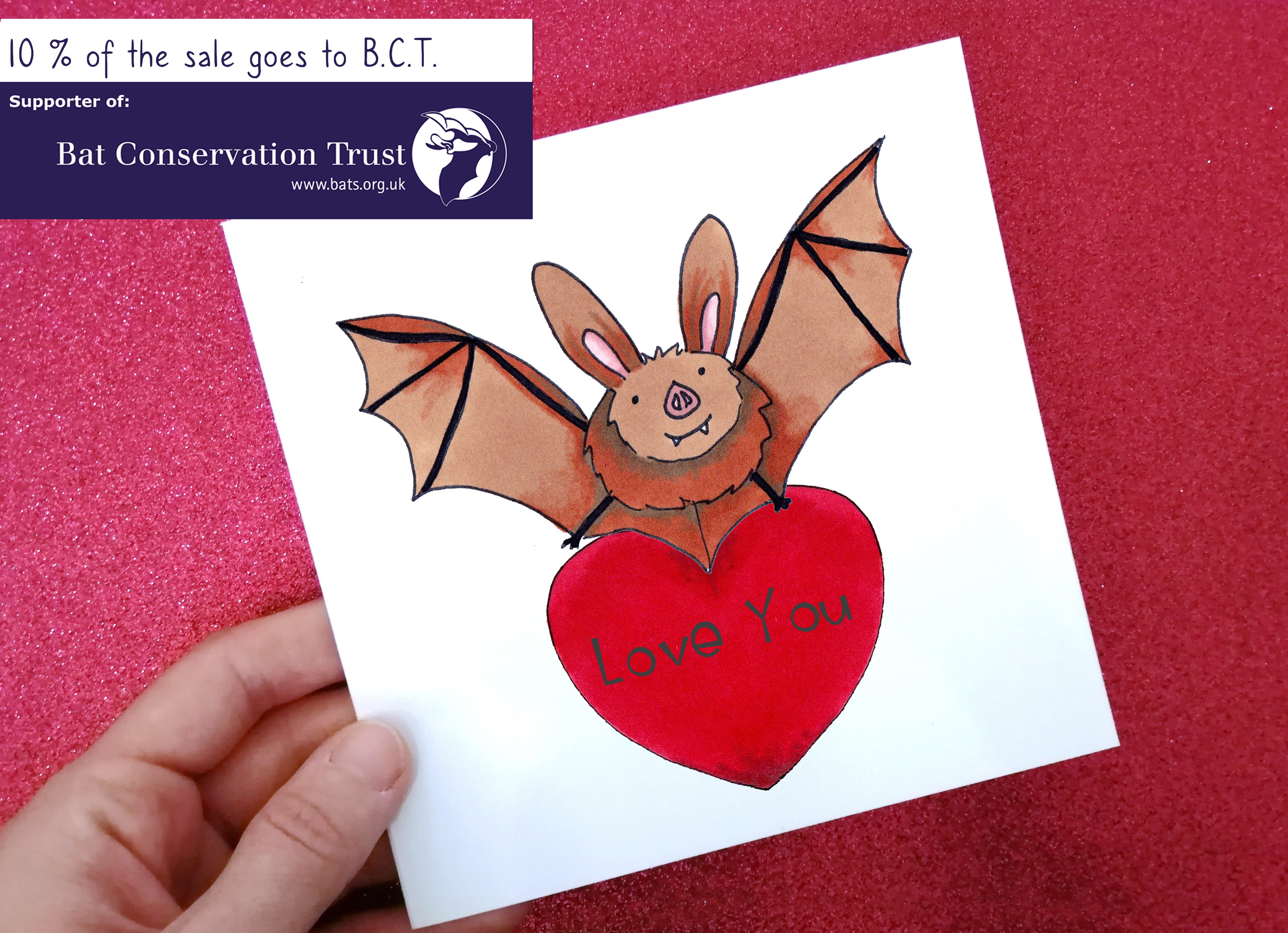 Bat Card, Bat Love Card, Personalised Bat Card, Bat Valentine's Day Card