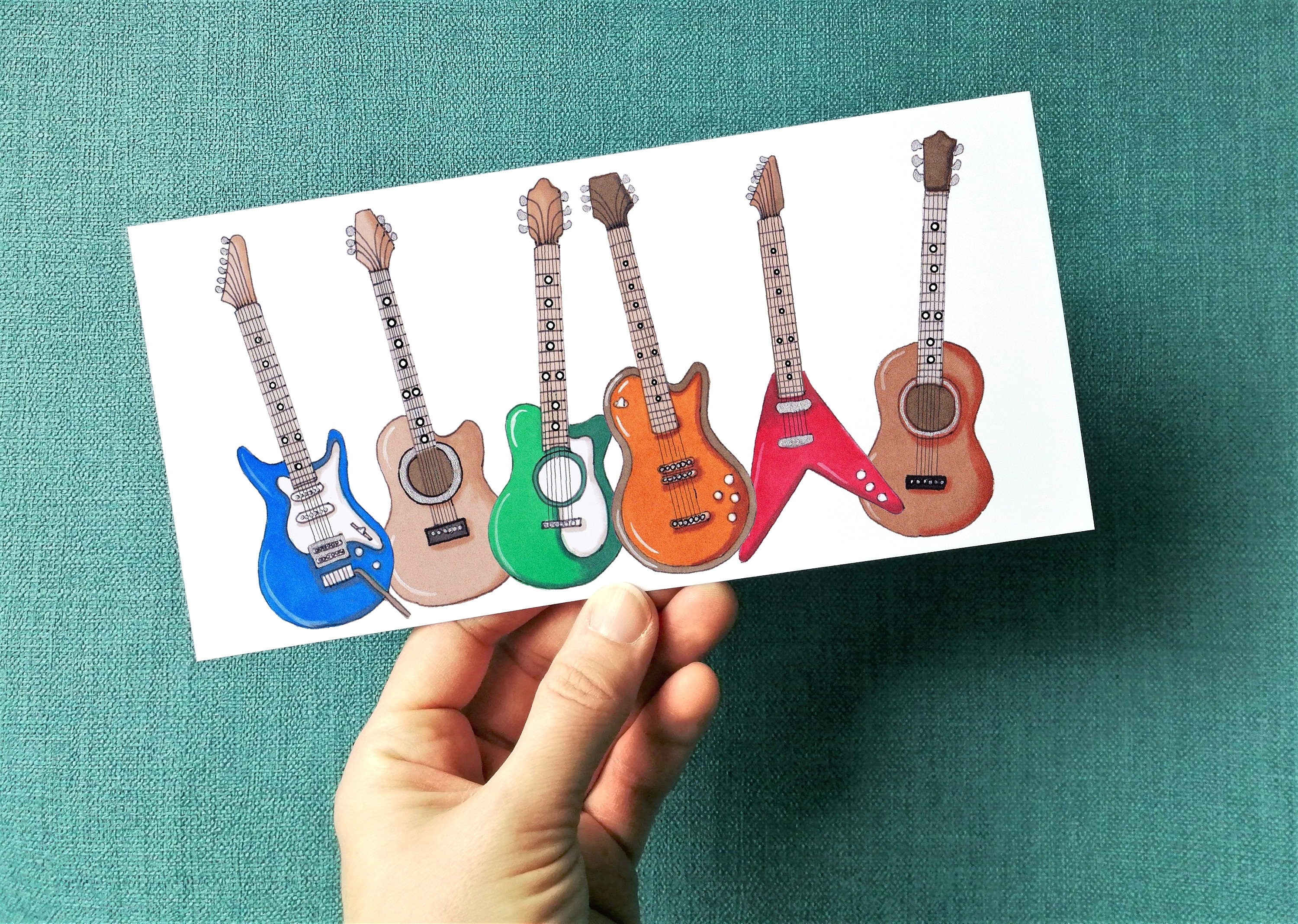 Guitar Birthday Card, Guitarist Card, Music Lover Card, Electric Guitar Card for Musician, Guitar Ca