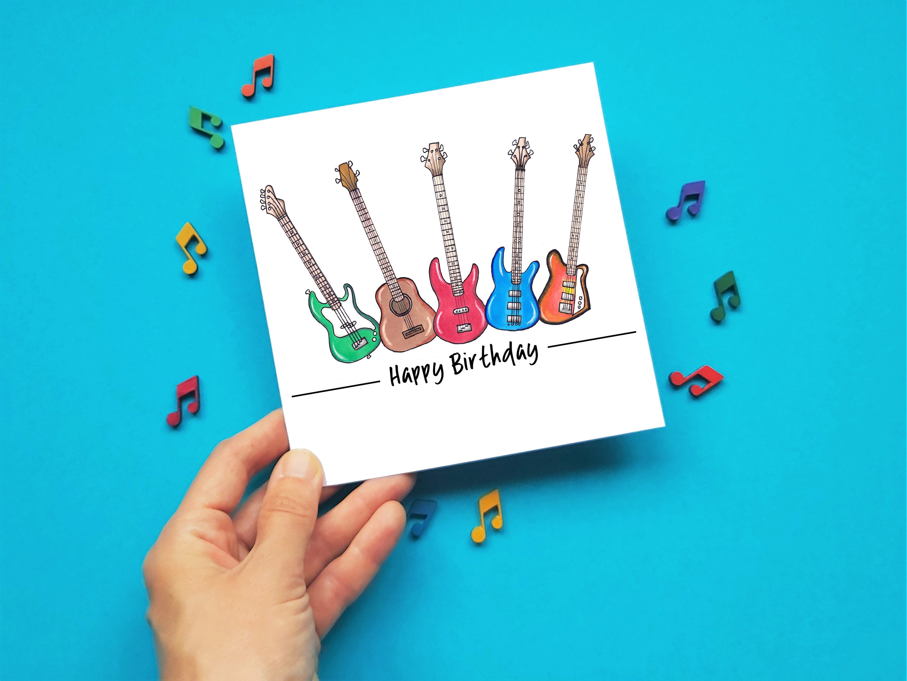 Bass Guitar Card, Personalised Bass Guitar Birthday Card, Bass Guitar Card, Birthday Card for Bass P